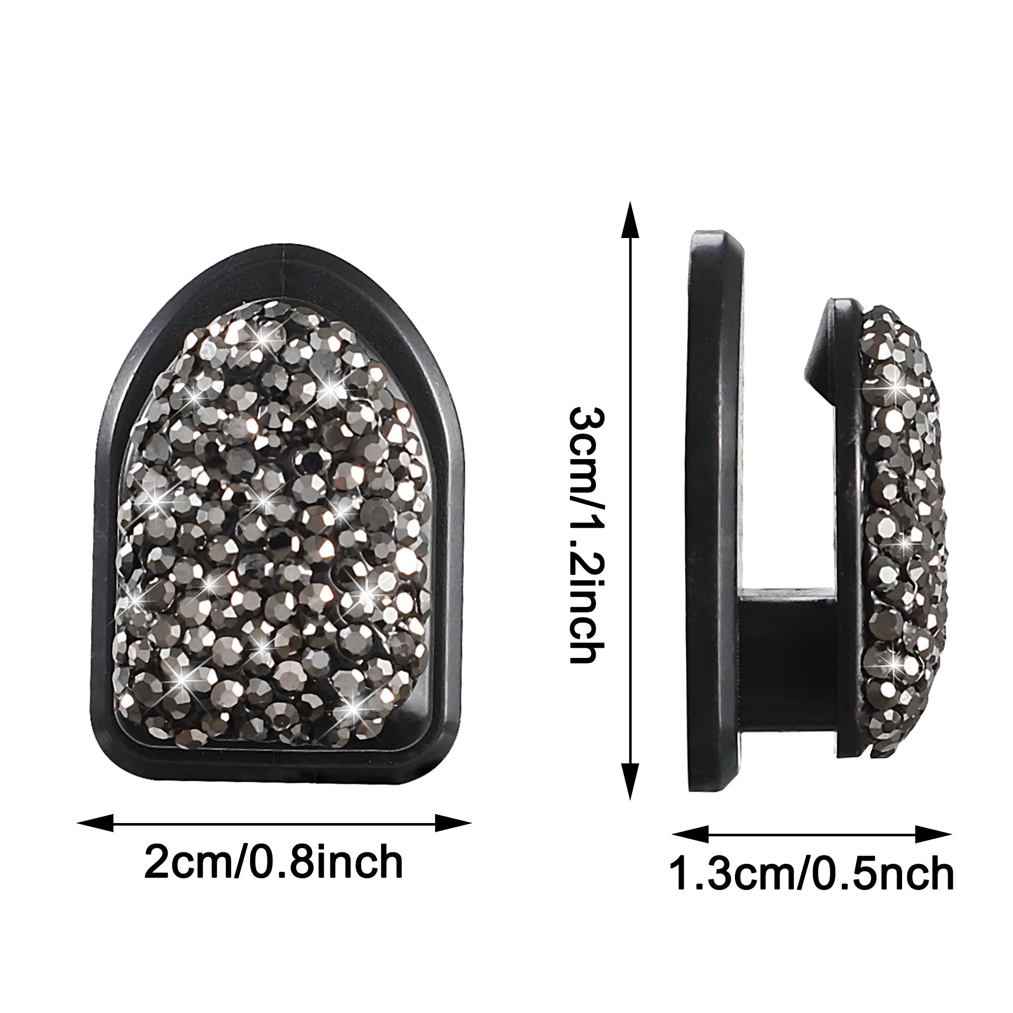 WINKA Bling Car Hooks 4pcs - Crystal Dashboard Hooks for Keys, Sunglasses & More - Universal Car Accessories with Diamond Design (Gray) - Perfect for Organizing Your Car Interior & Keeping Essentials Handy