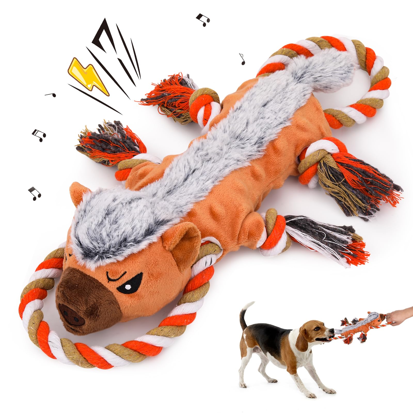 Durable Squeaky Dog Toys for Small, Medium & Large Dogs - Tough Chew & Tug of War Play for Indoor & Outdoor Fun