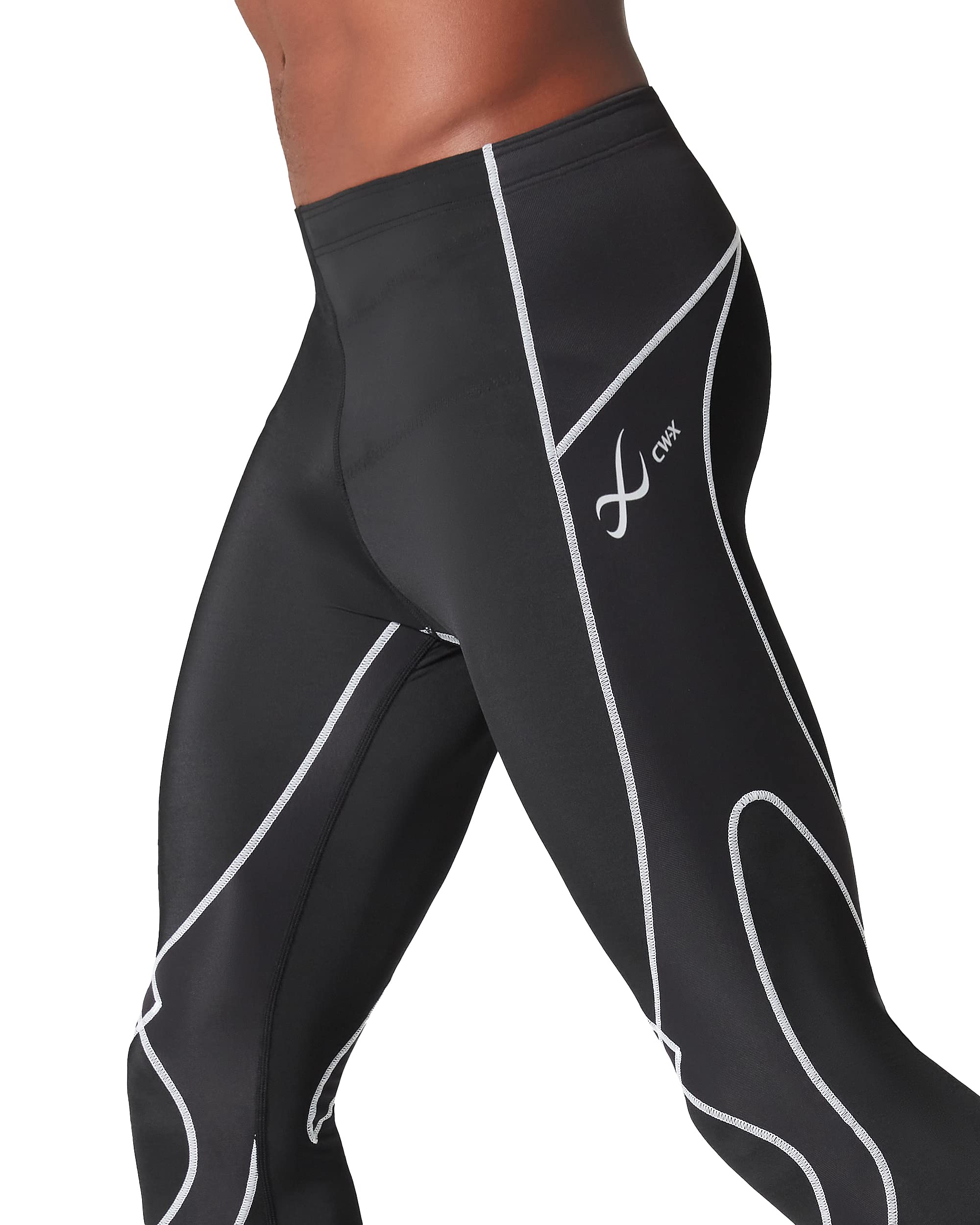 CW-X Men's Stabilyx Joint Support Compression Tights - High Performance Workout & Running Pants for Knee & Muscle Stability - Ideal for Cross Training, Marathon & Gym Sessions