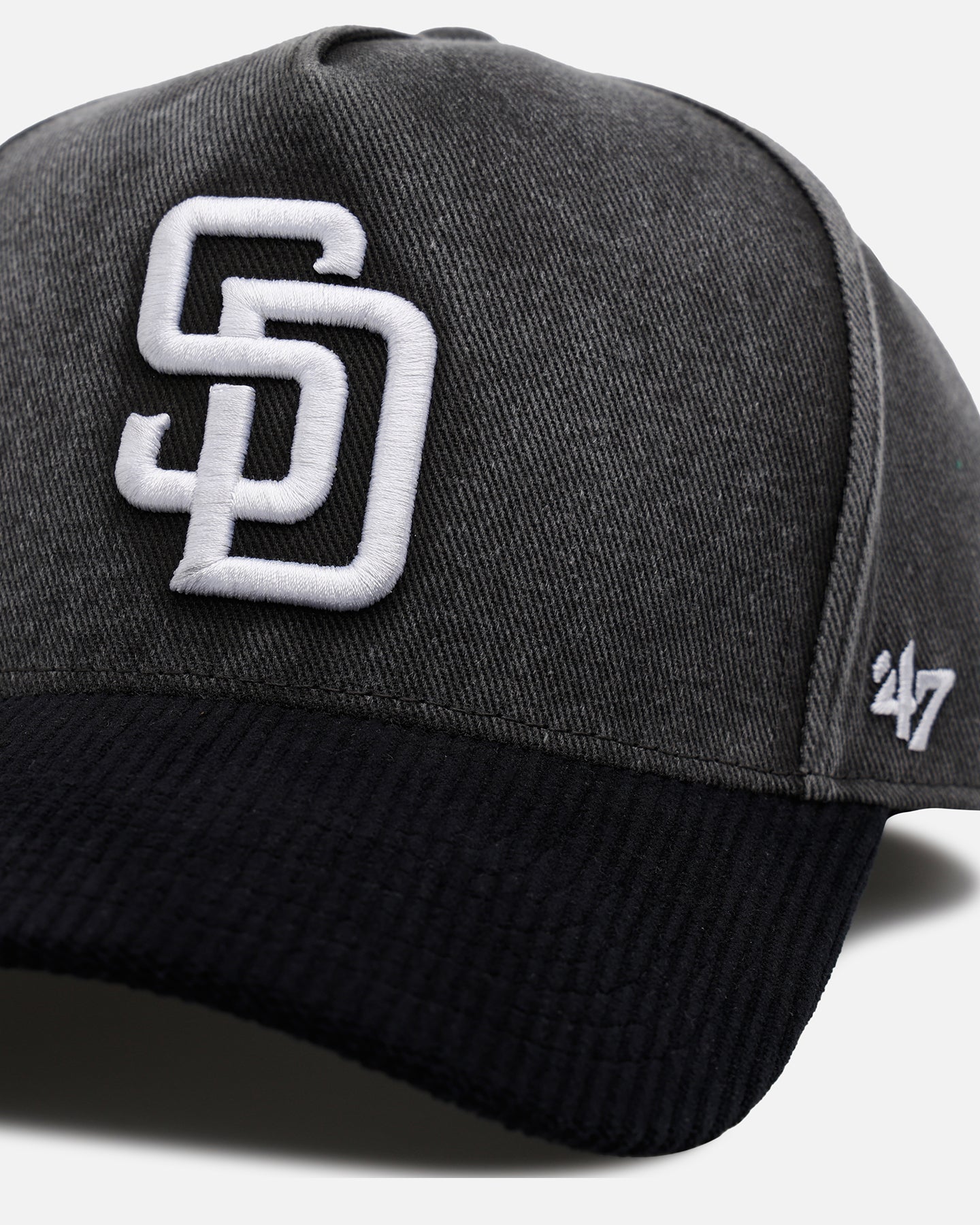 47 Brand San Diego Padres Apollo Corduroy Snapback Hat - Black Adjustable Baseball Cap for Men & Women | Perfect for Baseball Games, Streetwear & Casual Outfits