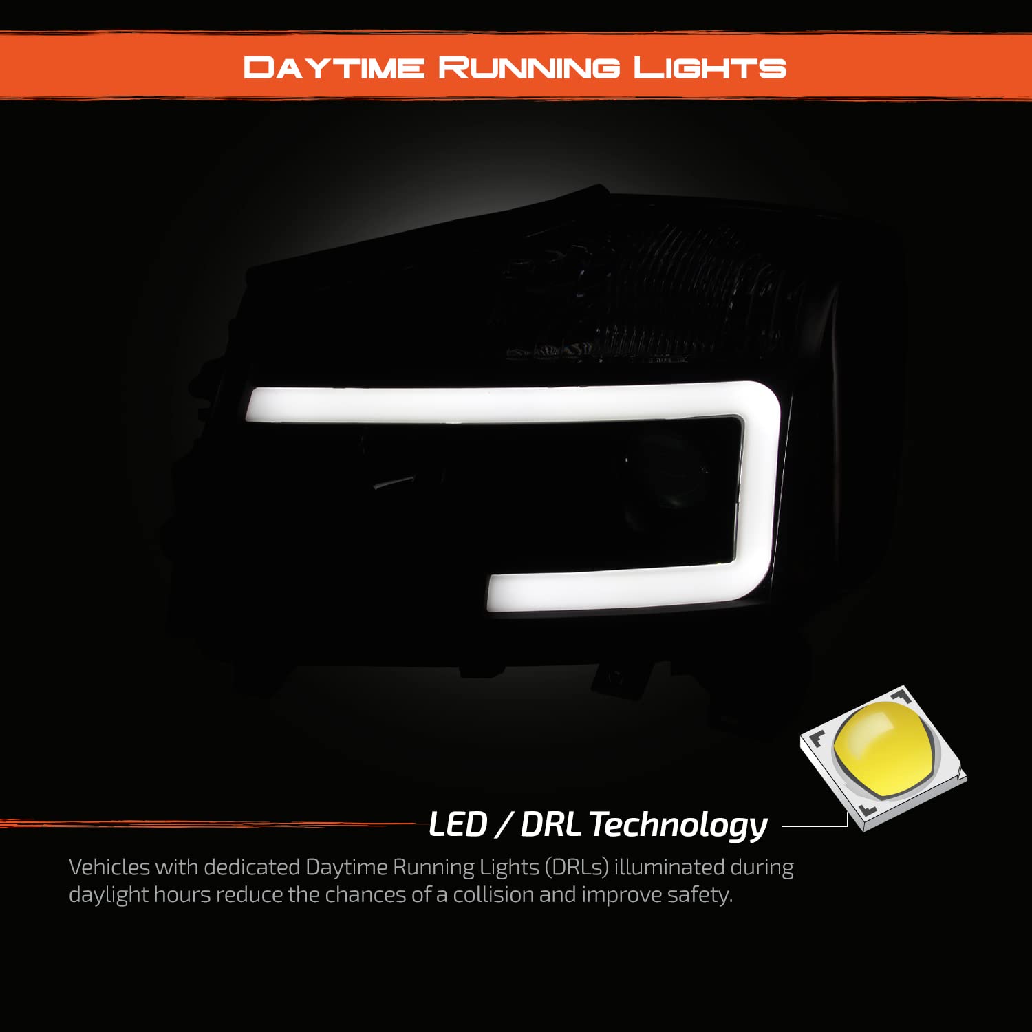 AKKON LED Headlights and Tail Lights for 2004-2015 Toyota Tacoma - Black Projector Headlights with DRL, Parking Lights & LED Tube Running Signal - Perfect for Off-Roading, Night Driving and Custom Truck Upgrades