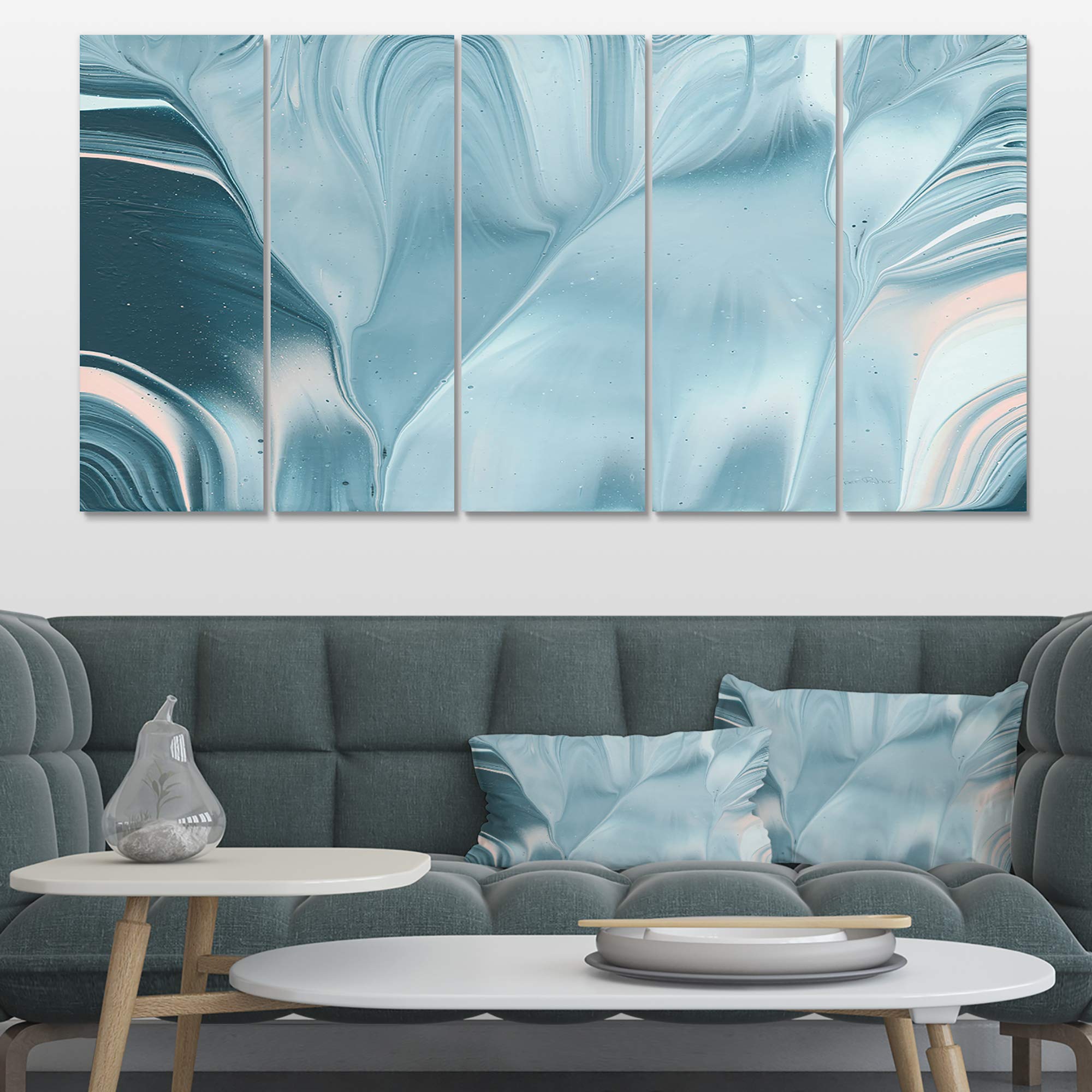 Designart 'Blue Modern Water I' Contemporary Canvas Wall Art - Perfect for Living Room, Bedroom & Office Decor