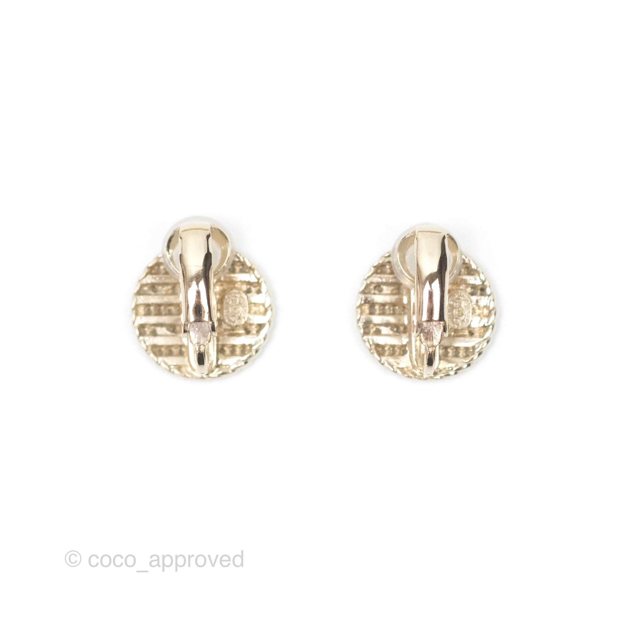 Chanel CC Round Ear Clips in Black & Gold Tone - 19C Collection | Luxury Fashion Jewelry for Women, Perfect for Parties, Weddings & Special Occasions
