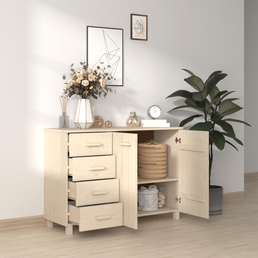 vidaXL Solid Wood Pine Sideboard - Bar Buffet Cabinet with Drawers for Kitchen, Dining Room & Living Room | HAMAR Honey Brown Finish | Perfect for Home Storage & Entertaining Guests