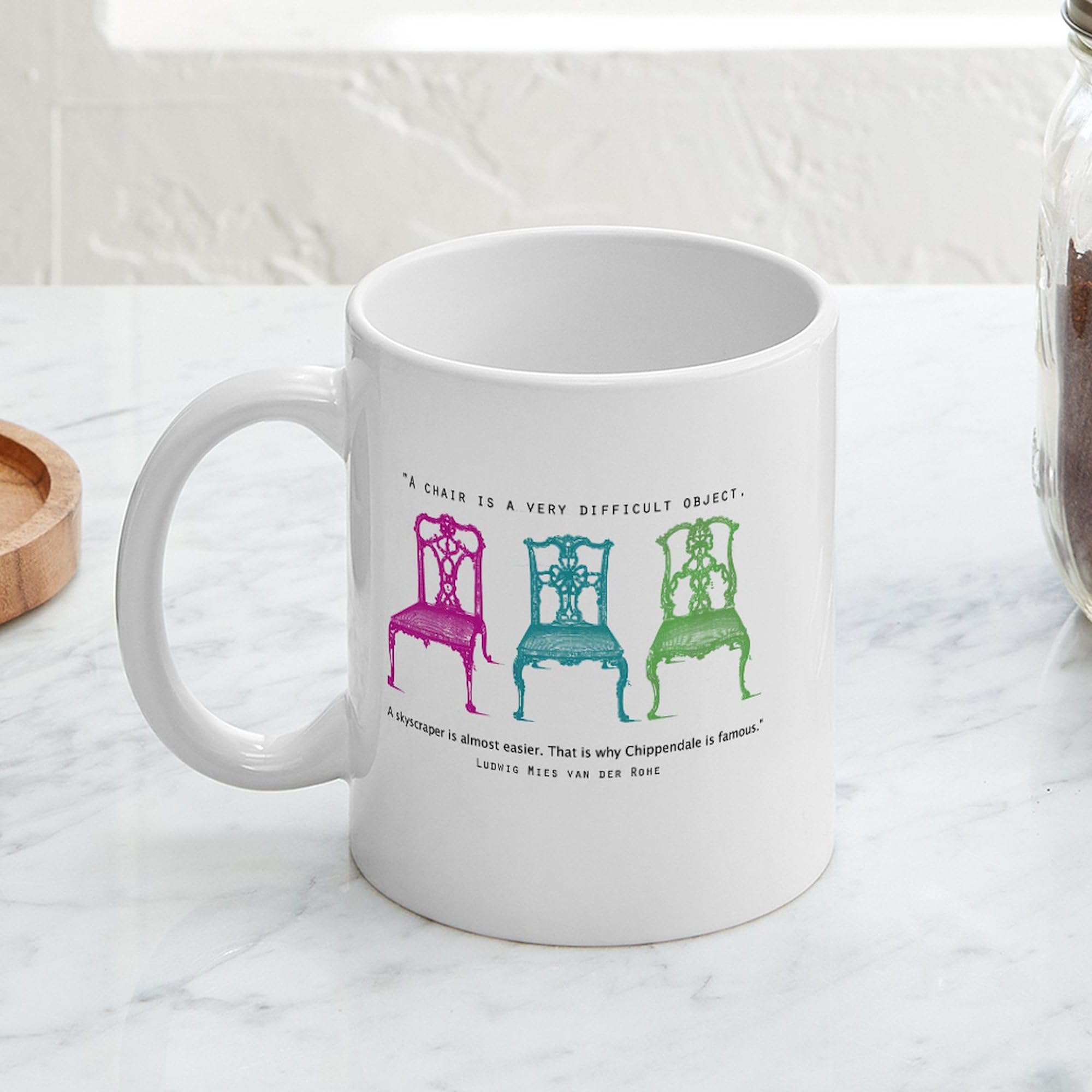 **Mies Van Der Rohe Chip Chairs Design 11 oz (325 ml) Ceramic Coffee Mug - Perfect for Home, Office & Gifts**