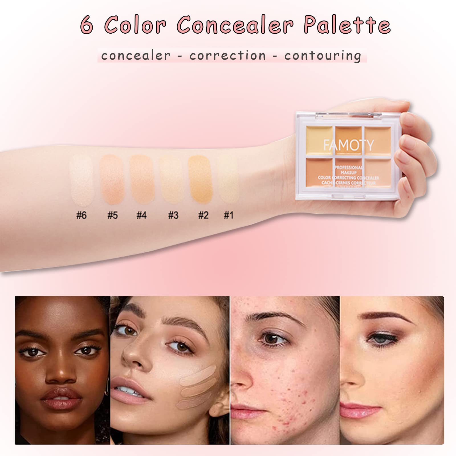 WishesMar 8 Color Concealer Palette - Professional & Everyday Makeup for Dark Circles, Blemishes & Contouring | Perfect for Bridal, Photo Shoots & Daily Coverage
