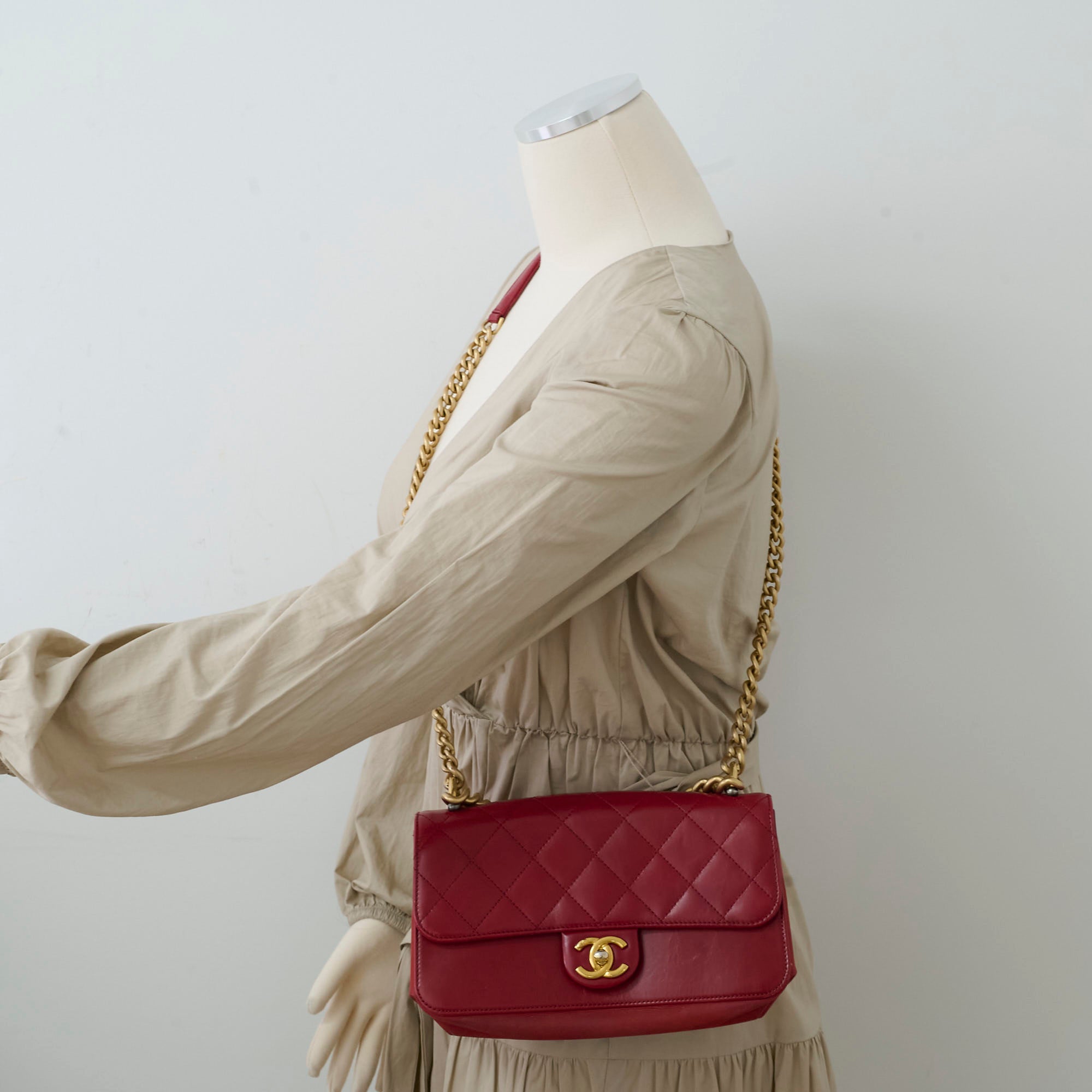 Chanel Classic Flap Bag in Seasonal Red Calfskin Leather - Perfect for Parties, Dates & Special Occasions