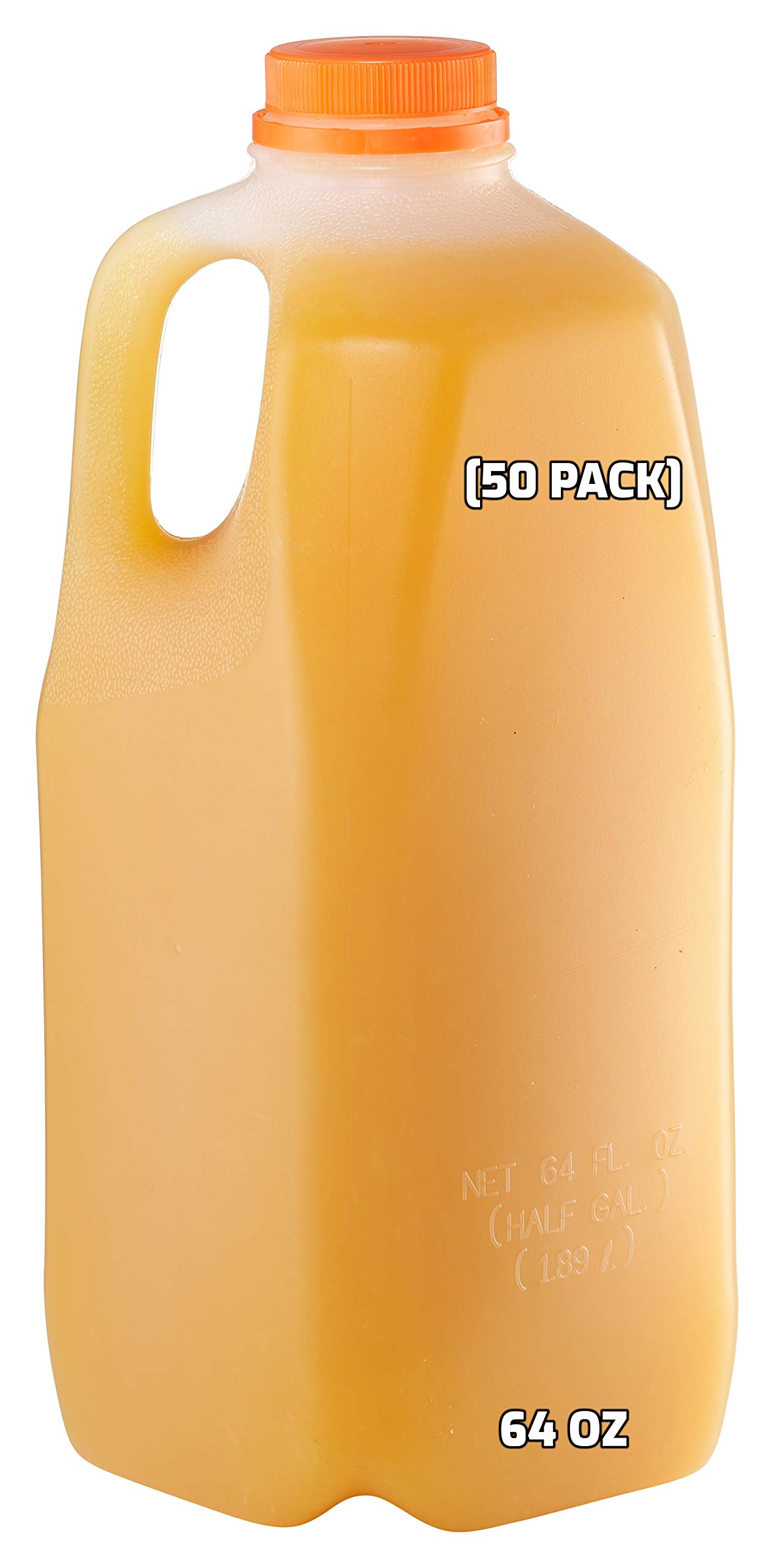50 Pack 64oz Empty Plastic Juice Bottles with Tamper Evident Caps - Half Gallon Smoothie Containers for Juicing, Milk Storage, Meal Prep & Outdoor Picnics | BPA-Free Reusable Bottles for Home, Restaurant & Commercial Use by EcoQuality