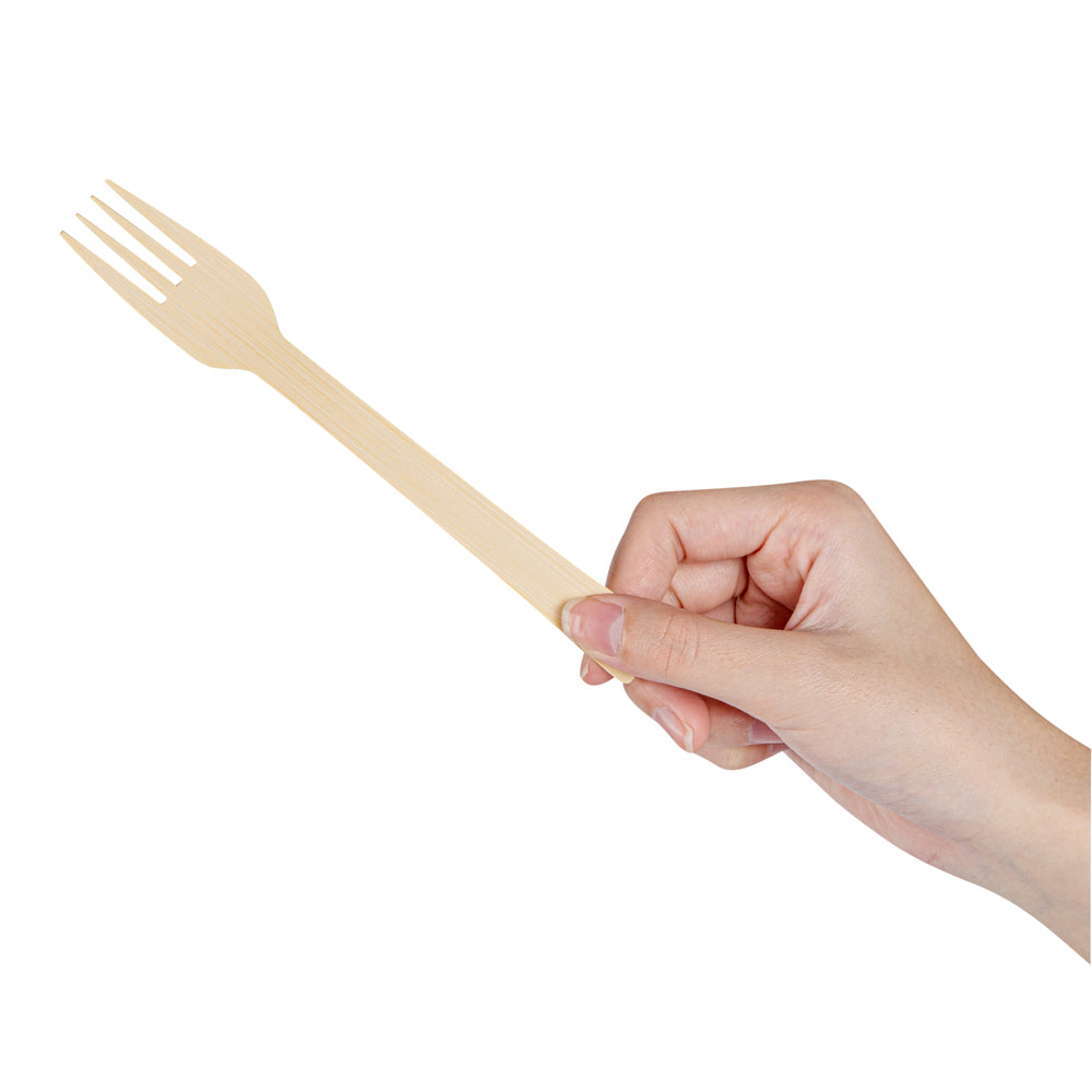 Eco-Friendly Bamboo Disposable Forks - 100 Count, 7 Inch Natural Bamboo Cutlery with Kraft Paper Pouch | Perfect for Picnics, Parties, Camping & Sustainable Dining