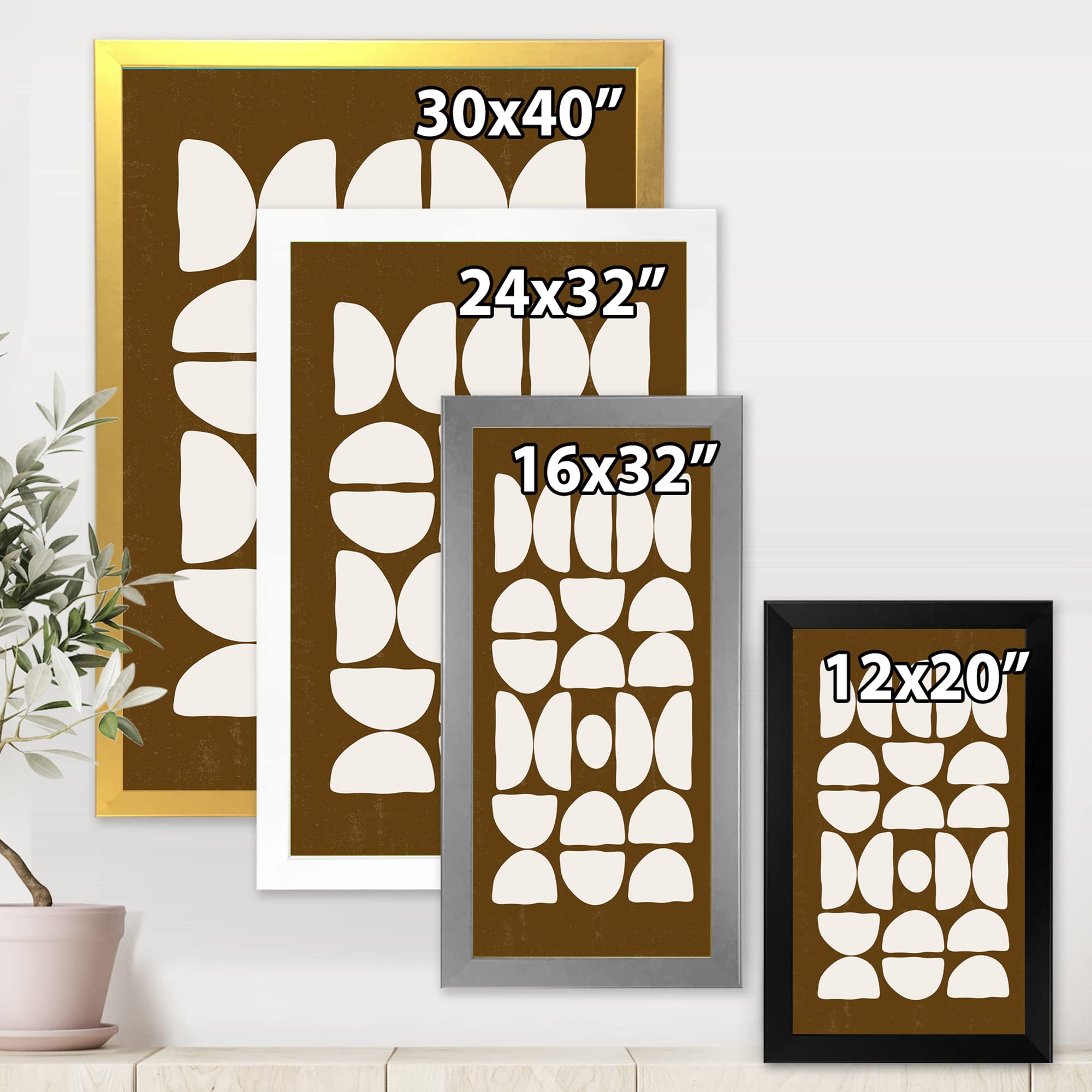 Minimalist Half Moon Abstract Framed Wall Art - Modern Home Decor for Living Room, Bedroom & Office