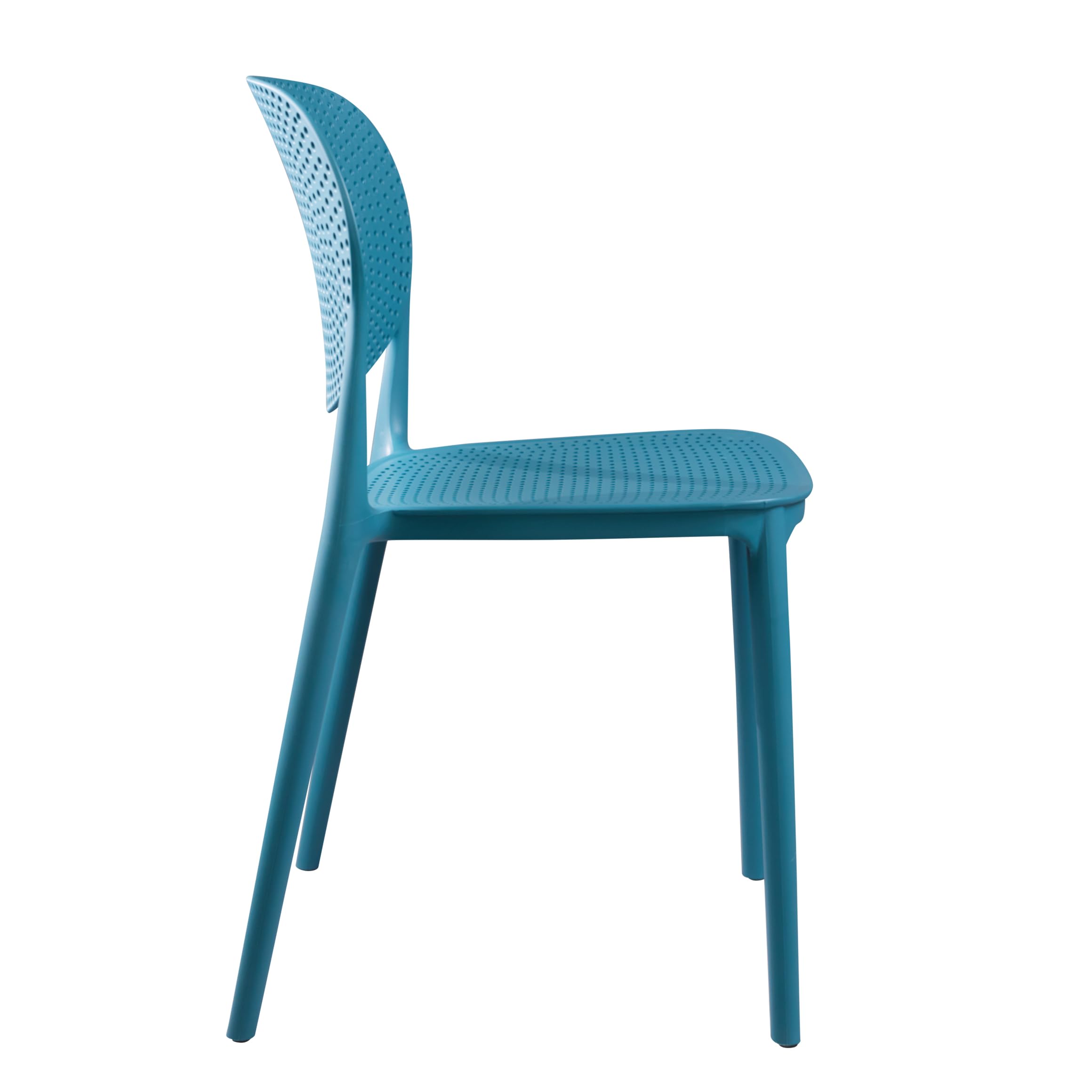CozyBlock MESH Perforated Stackable Dining Chairs Set of 2 - Breathable Teal Blue Modern Chairs for Indoor & Outdoor Use - Perfect for Patio, Dining Room, Kitchen or Office