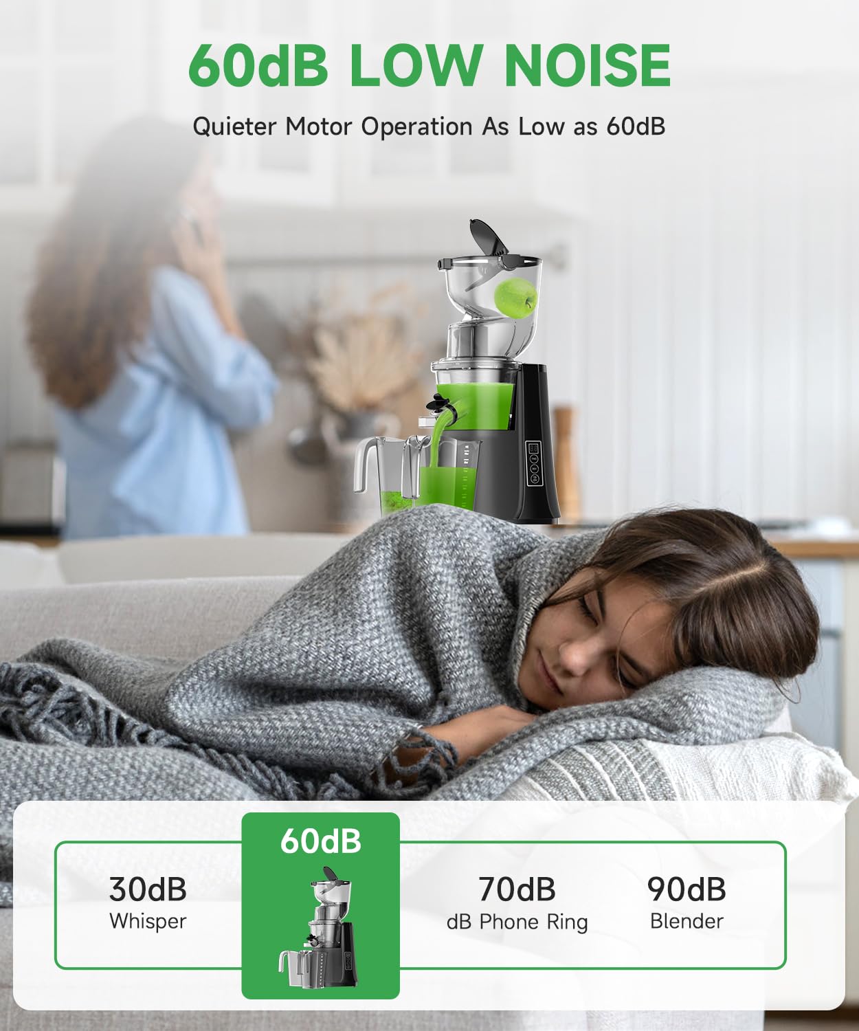 Premium Cold Press Juicer Machine - Slow Masticating Juicer with 3.3