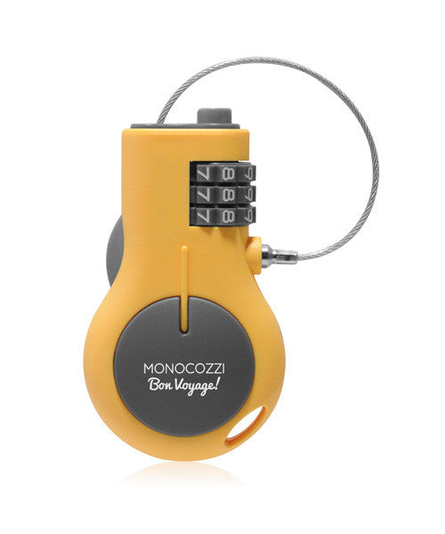 Monocozzi Bon Voyage 3-Digit Portable Retractable Travel Lock - Secure Luggage, Backpacks & Gym Bags for Airports, Hotels & Camping Trips