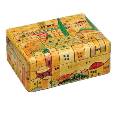 Elegant Small Jewelry Box with Jerusalem Walls Design - Perfect for Gift Giving, Travel & Home Storage | Handmade Wooden Keepsake Organizer for Rings, Necklaces & Earrings