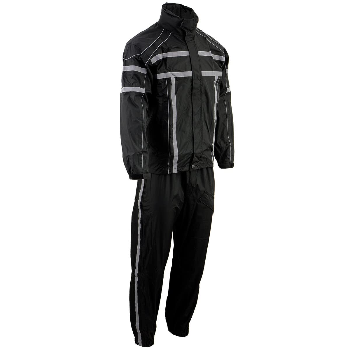 NexGen SH2331 Men's Waterproof Rain Suit with Reflective Strips - Black Outdoor Rainwear for Hiking, Cycling & Work Commute