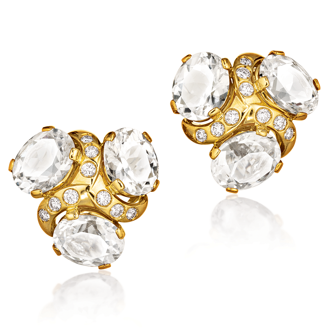 Elegant Three Stone White Topaz Earrings for Women – Perfect for Weddings, Parties & Special Occasions