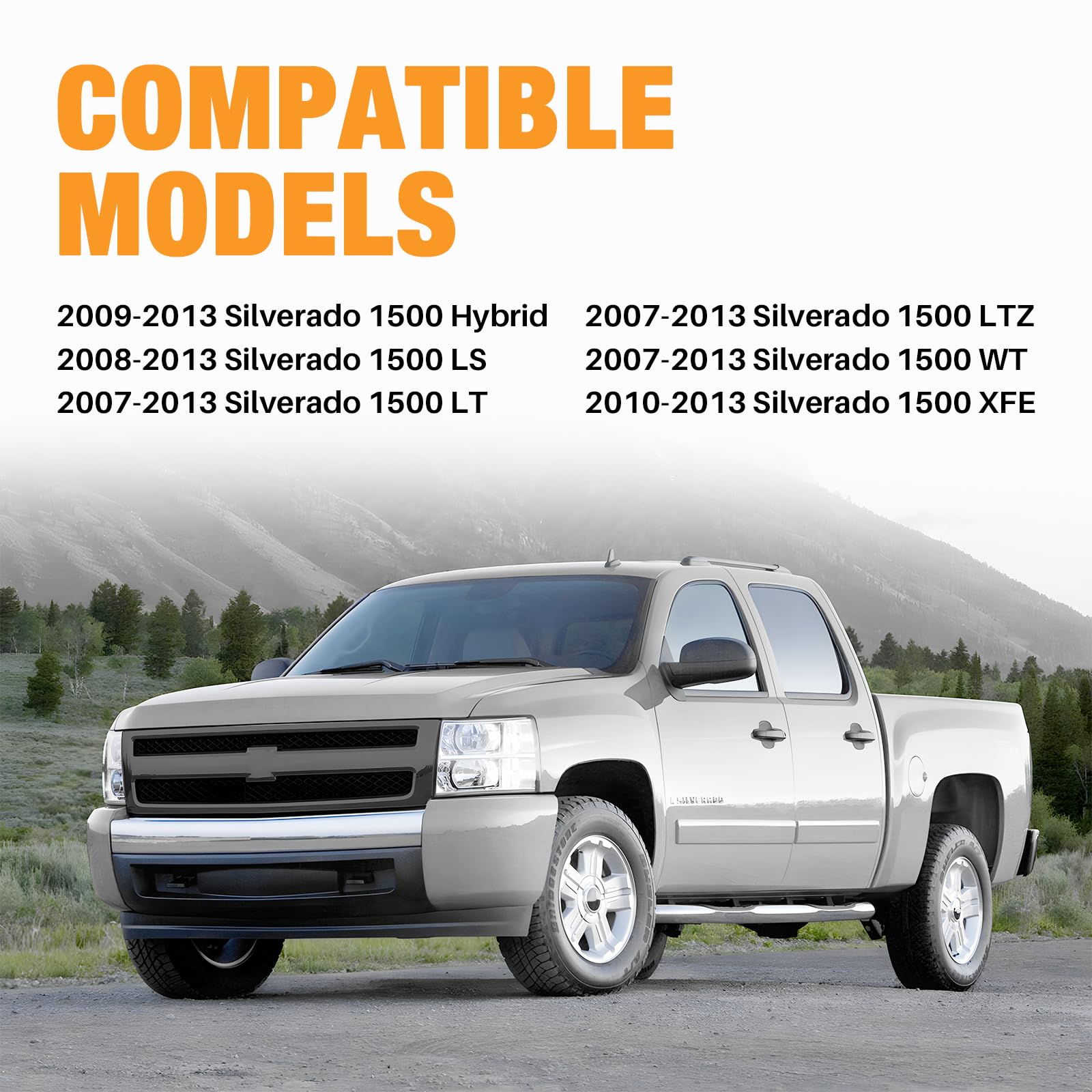 Black Front Grille Grill Shell with Insert for 2007-2013 Chevy Silverado 1500 | GM1200578 25810706 Replacement | Durable Car Exterior Upgrade for Off-Road & Daily Driving