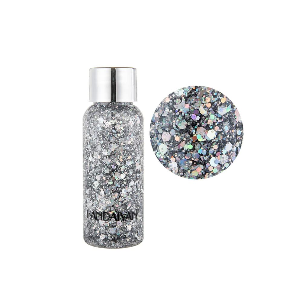 HIROCK Chunky Glitter for Face & Body - Holographic Mermaid Sequins, Liquid Eyeshadow & Nail Art Glitter - Perfect for Festivals, Parties, Cosplay & Makeup Decoration (01)