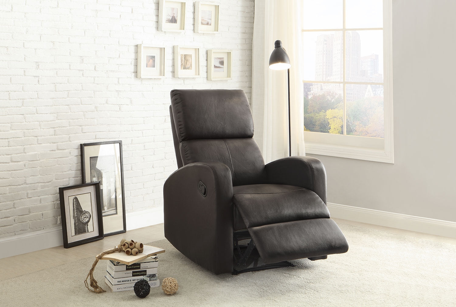 Benning Recliner Chair - Dark Brown Leather Reclining Sofa for Living Room | Comfortable Lounge Chair with Footrest | Perfect for Relaxing, Watching TV & Napping