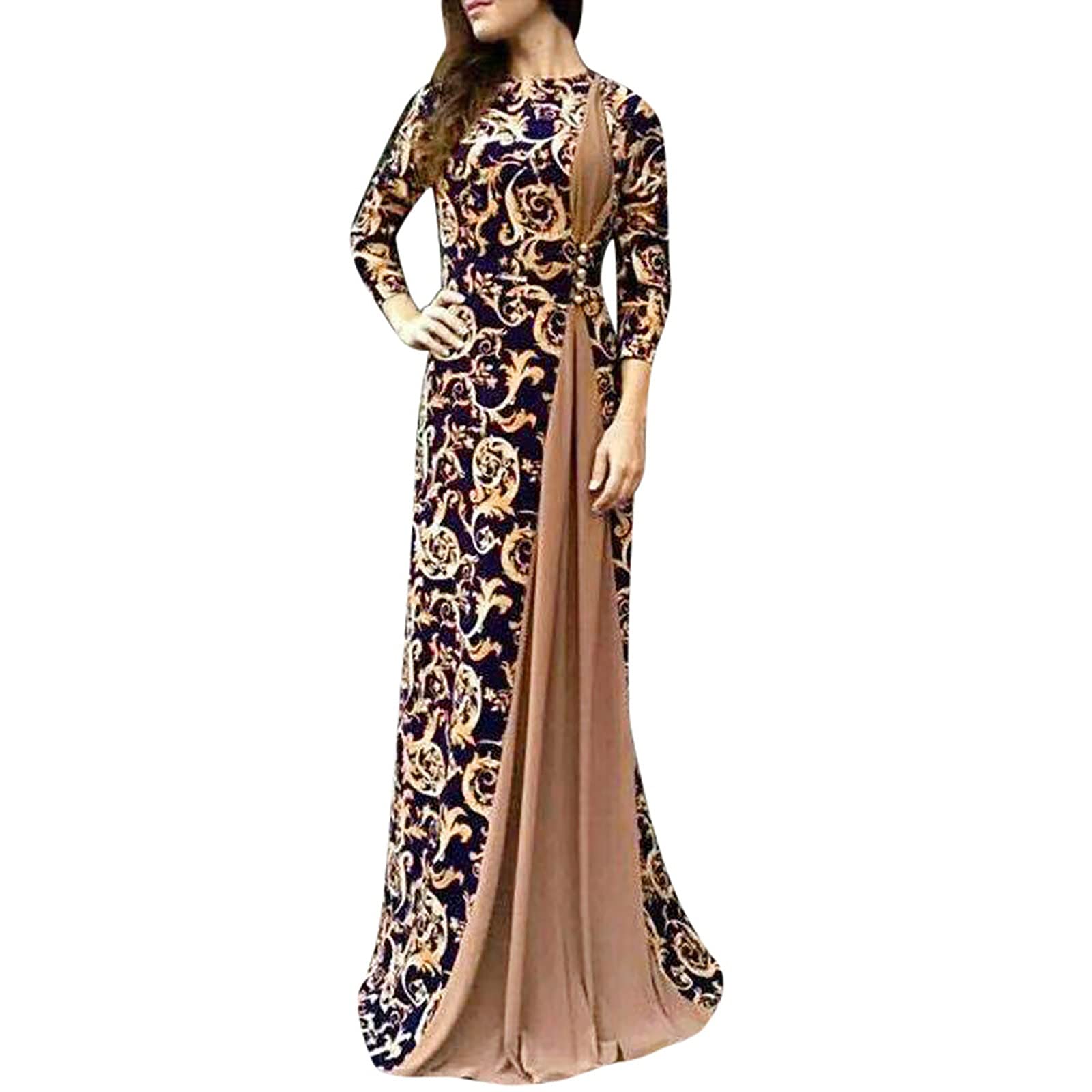 SERYU Women's Plus Size Floral Maxi Dress - Long Flowy Muslim Islamic Dress for Prayer, Eid, Wedding & Casual Wear