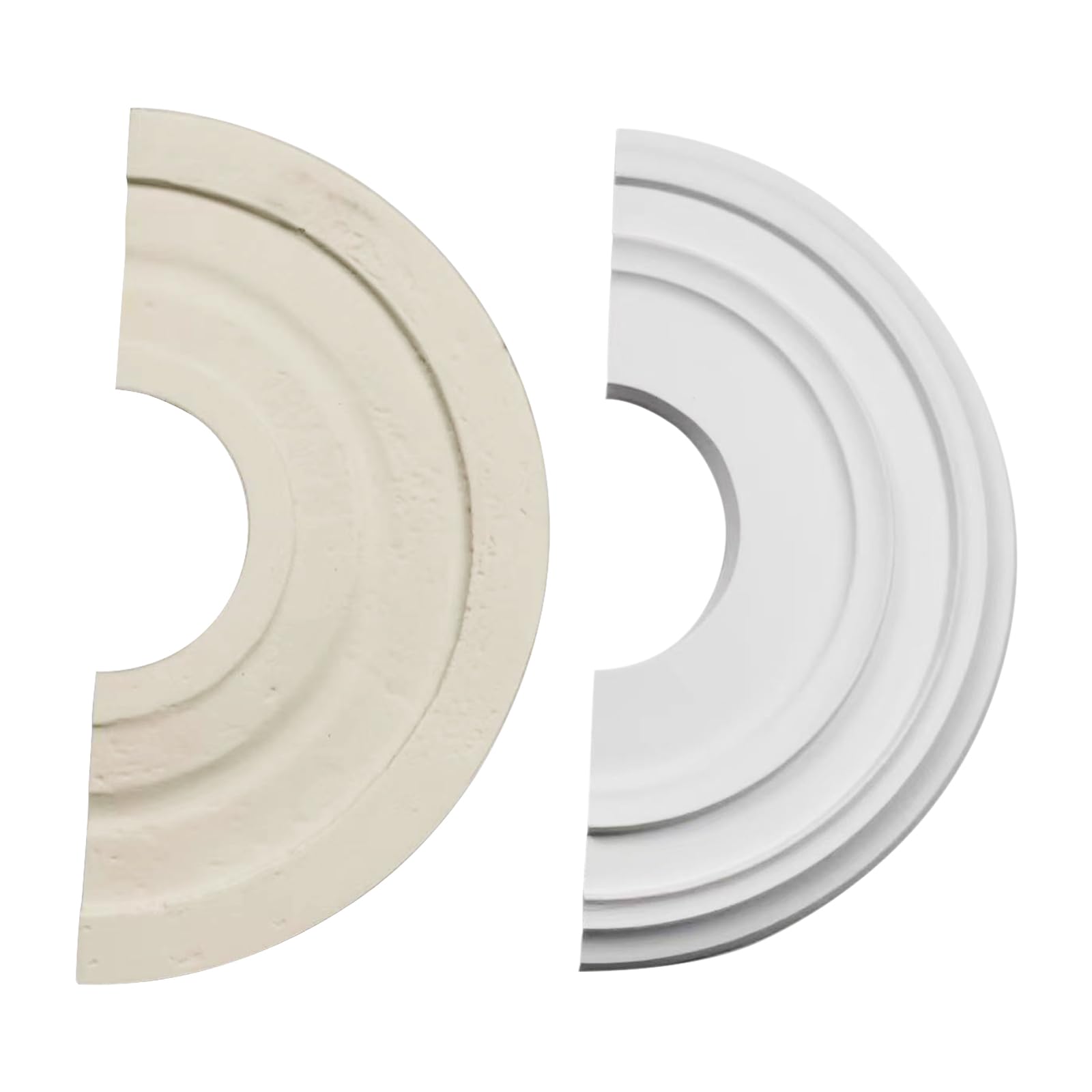Split Molded PU Ceiling Medallion - 12 Inch Round Smooth Finish Light Fixture Backdrop for Ceiling Fans & Chandeliers - White (12