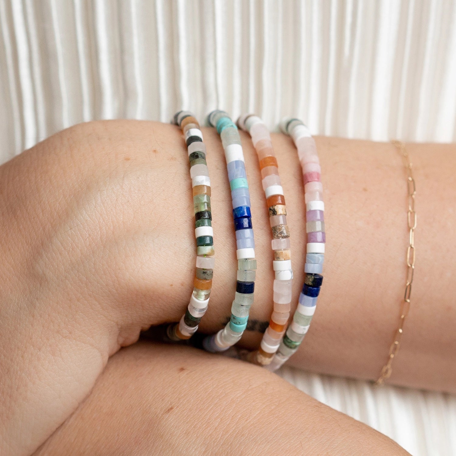 Handmade Seagrass Cord Bracelet with Olive Cord & Gemstone Beads - Boho Chic Jewelry for Women, Beach Wear & Summer Fashion Accessories
