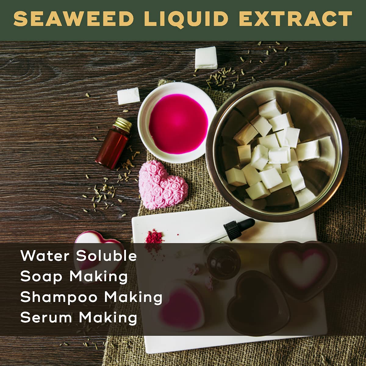BRM Herbals Seaweed Liquid Extract - Water Soluble - 100g for Soap, Shampoo, Lotion, Cream & DIY Skincare | Natural Face Wash, Hair & Body Serum | Perfect for Homemade Cosmetics & Personal Care Products