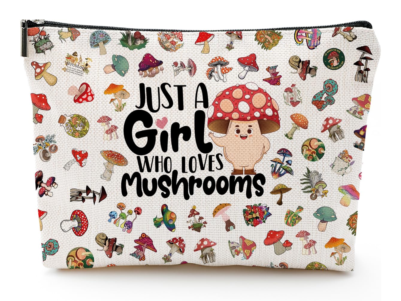 **Mushroom Makeup Bag for Women - Cute Beige Mushroom Themed Cosmetic Pouch - Perfect Birthday Gift for Sister, Friend & Mushroom Lovers - Ideal for Travel, School & Daily Use**