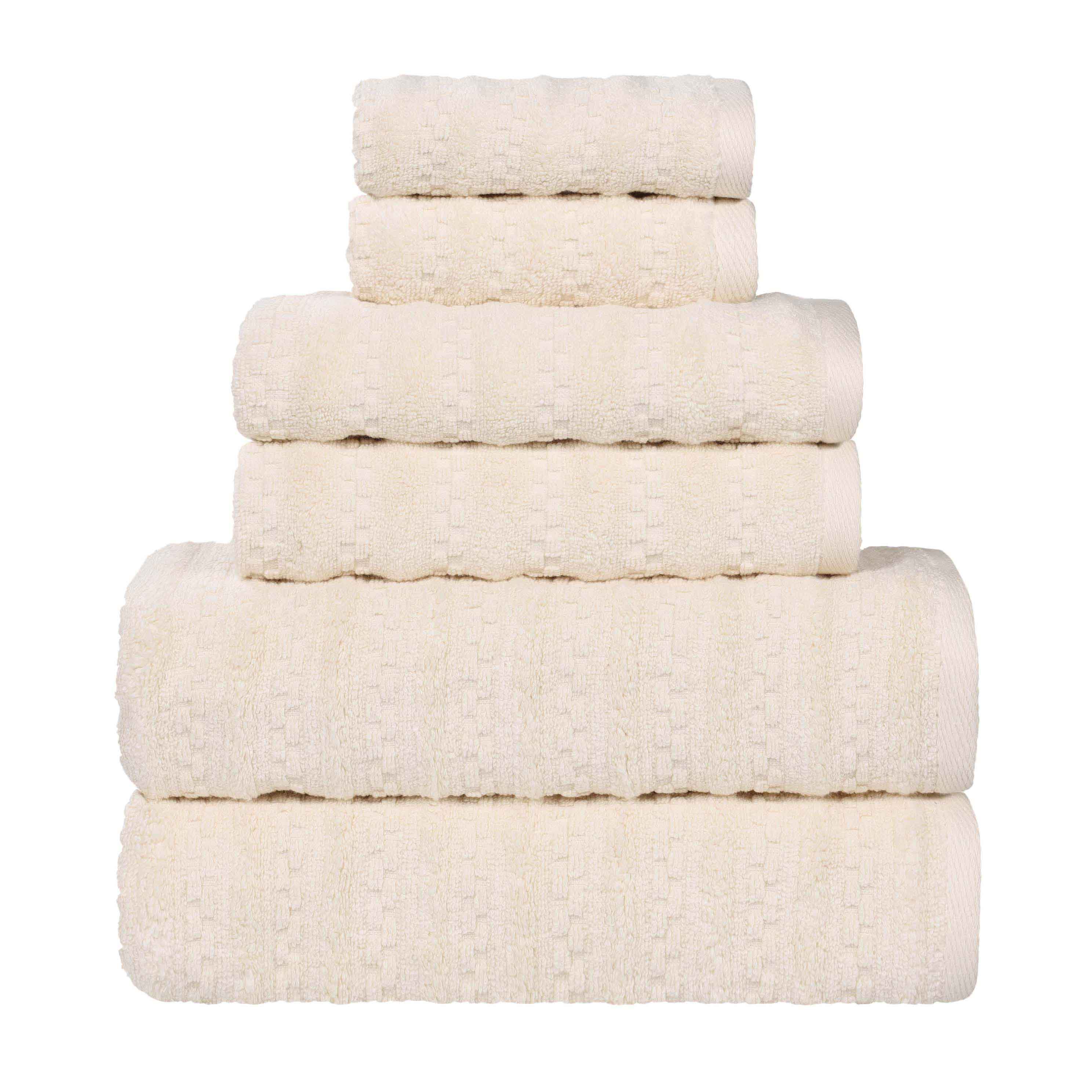 Zuma Zero Twist Cotton Medium Weight Soft Absorbent 6-Piece Bath Towel Set - Premium Luxury Towels for Spa, Bathroom & Beach Use