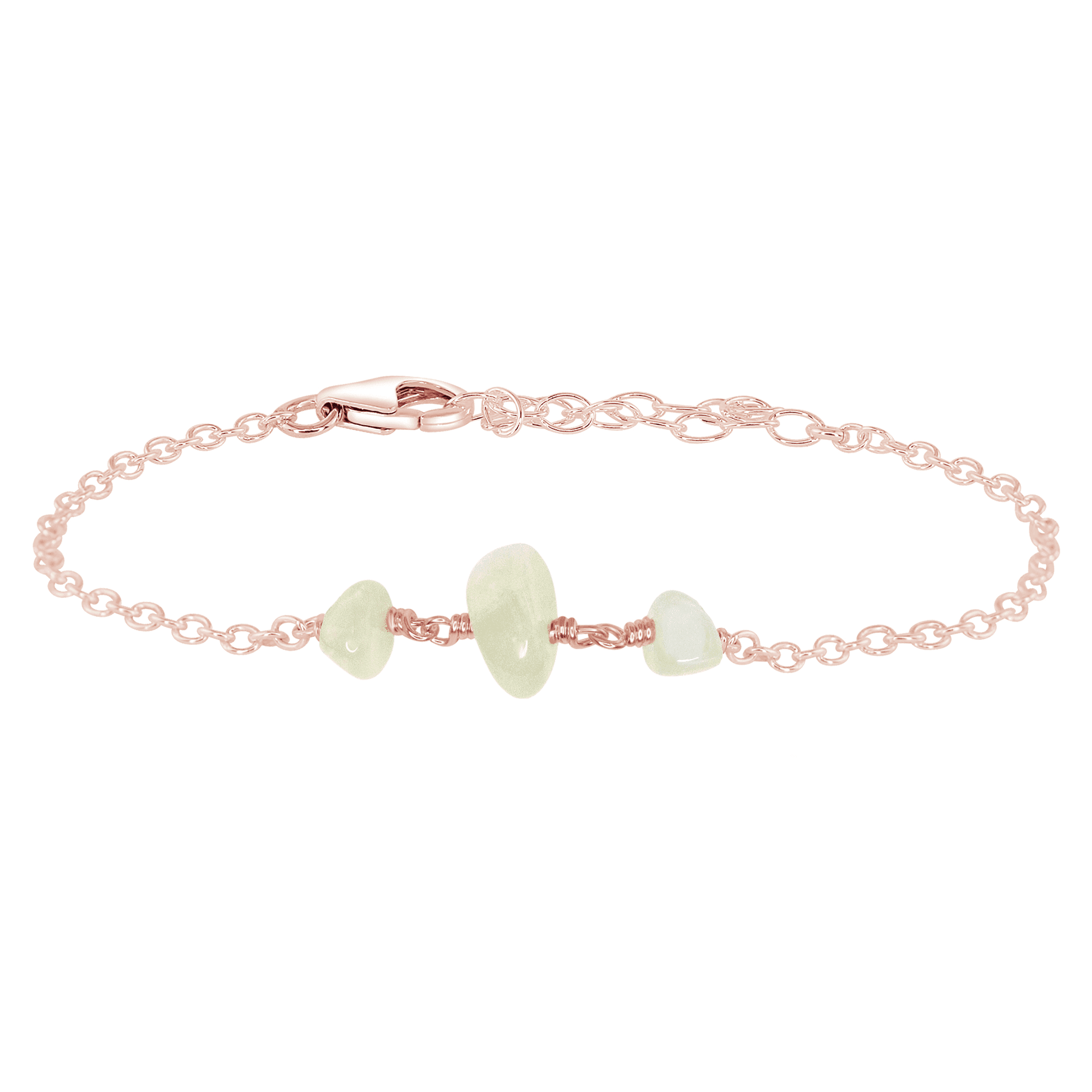 Elegant White Moonstone Beaded Chain Bracelet for Women | Healing Crystal Jewelry | Perfect for Yoga, Meditation & Boho Fashion
