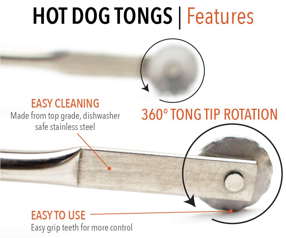 Premium Stainless Steel Hot Dog Tongs - 12