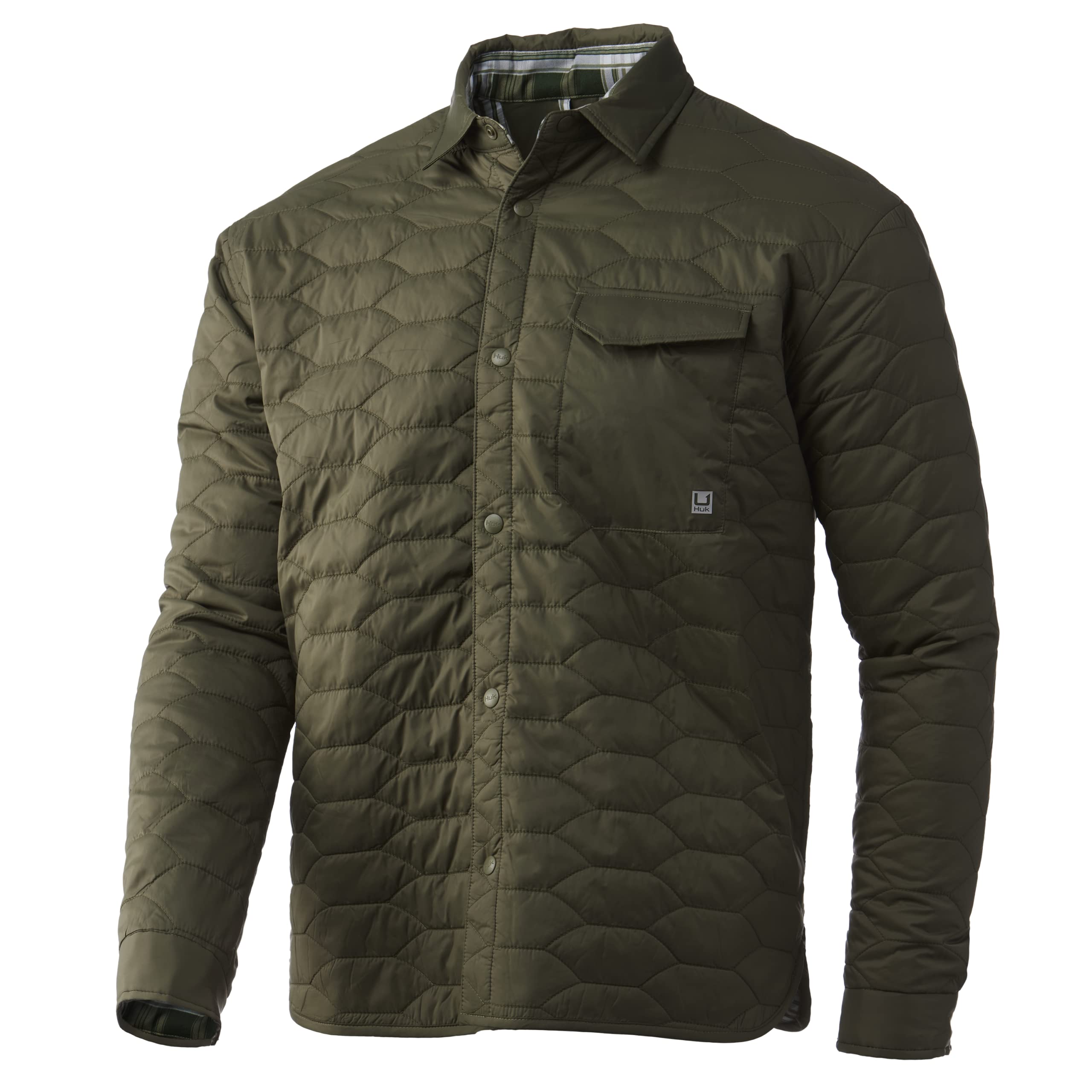 HUK Men's Tarpon Quilt Shacket - Button-Down Shirt Jacket Hybrid for Outdoor Fishing & Casual Wear