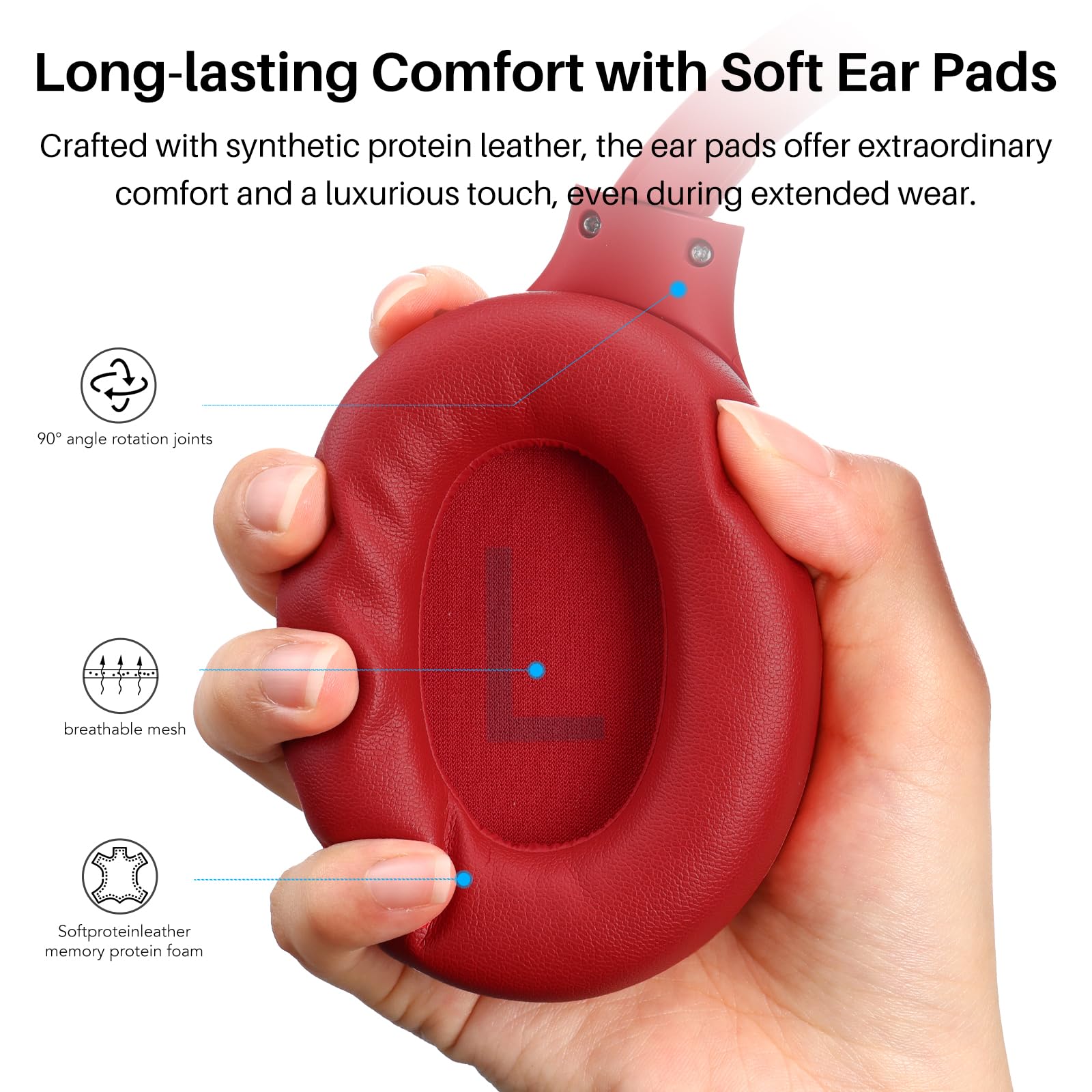 TOZO HT2 Hybrid Active Noise Cancelling Wireless Headphones - 60H Playtime, Hi-Res Audio, Deep Bass, Foldable & Lightweight Over-Ear Bluetooth Headphones for Workout, Travel & Office Use