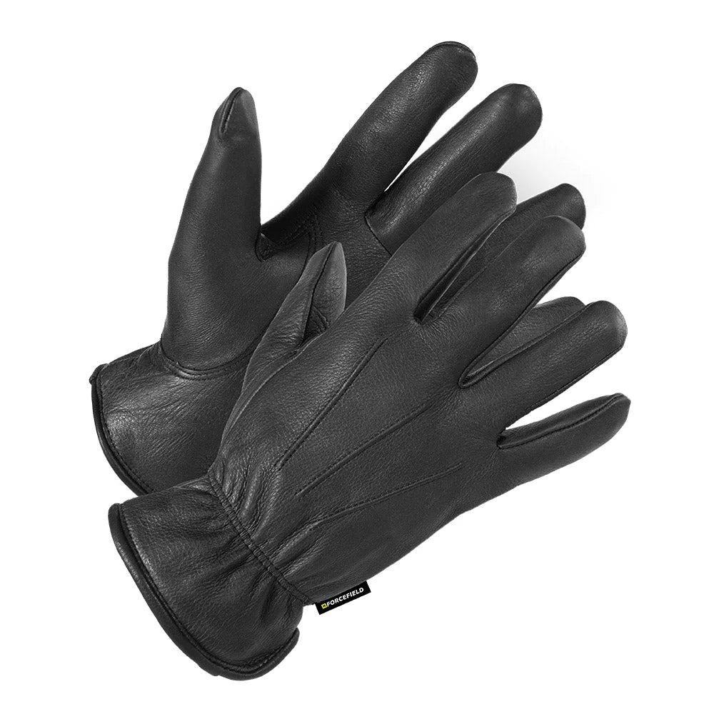 Forcefield Dirty Harry Thinsulate Lined Black Deerskin Driver Gloves - Winter Motorcycle Riding, Cold Weather Driving & Outdoor Activities