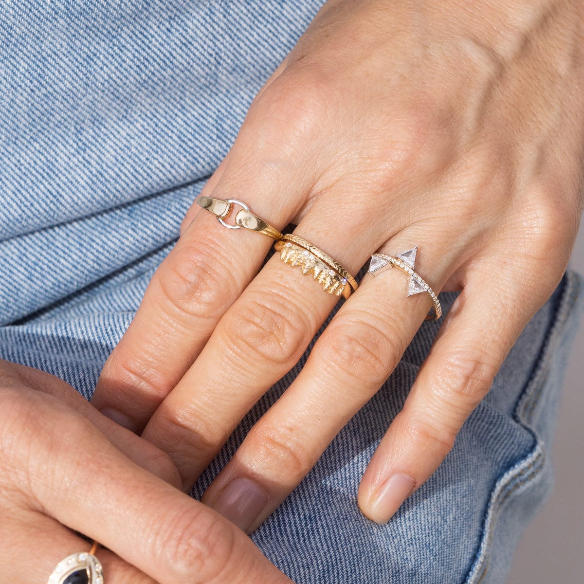 Tri Trillion Diamond Ring - Elegant 14K Gold Wedding Band for Women, Perfect for Engagement, Anniversary & Special Occasions