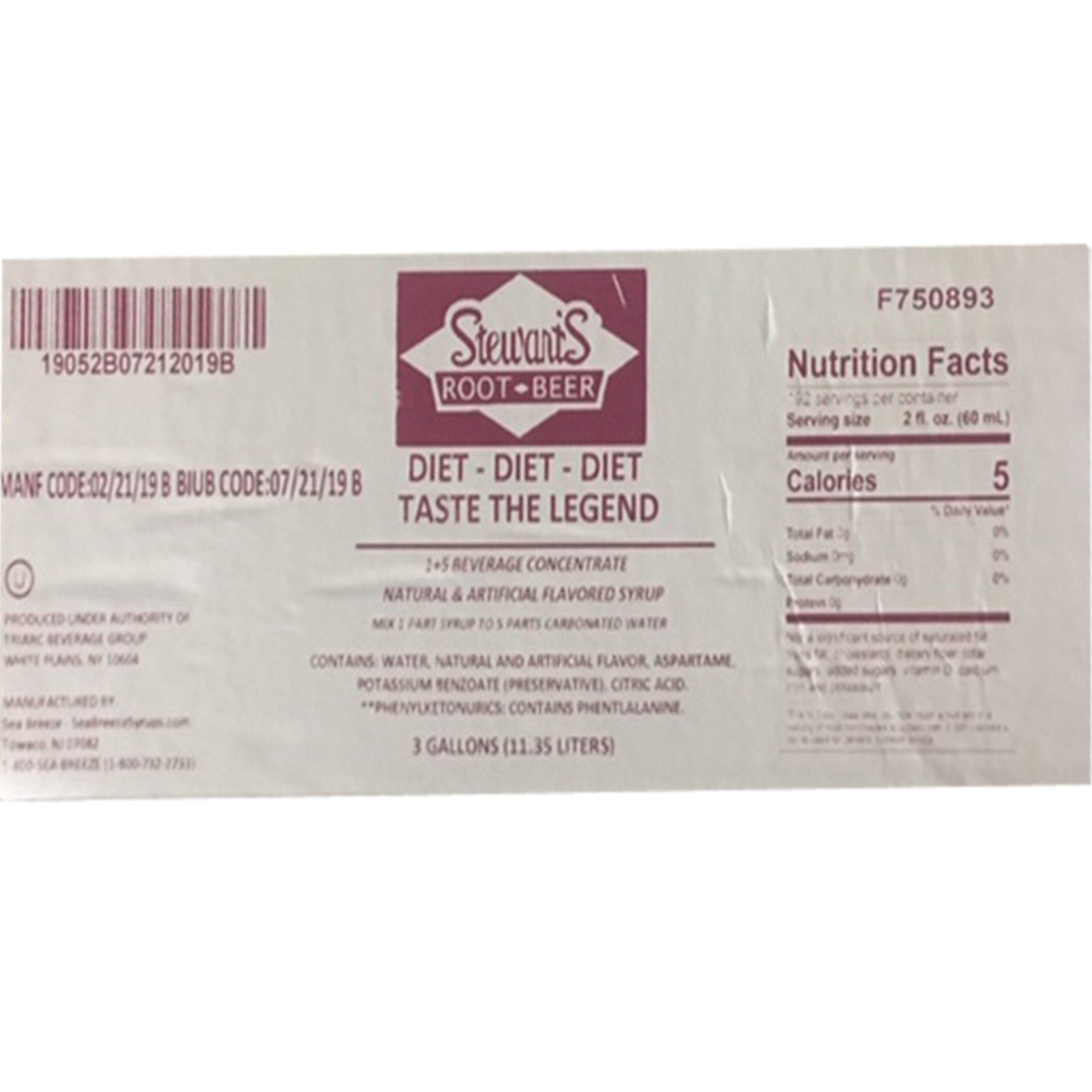 Stewarts Root Beer Fountain Syrup 2.5 Gallon Bag-in-Box - 5:1 Ratio for Soda Dispensers & Commercial Use - Perfect for Restaurants, Theaters, and Concession Stands