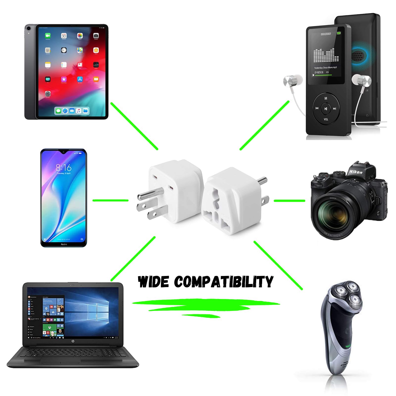Universal Travel Adapter - Worldwide International Plug Converter (2 Pack) - US, UK, EU to Canada/US Power Adapter - Perfect for Business Trips, Vacations & International Travel Accessories