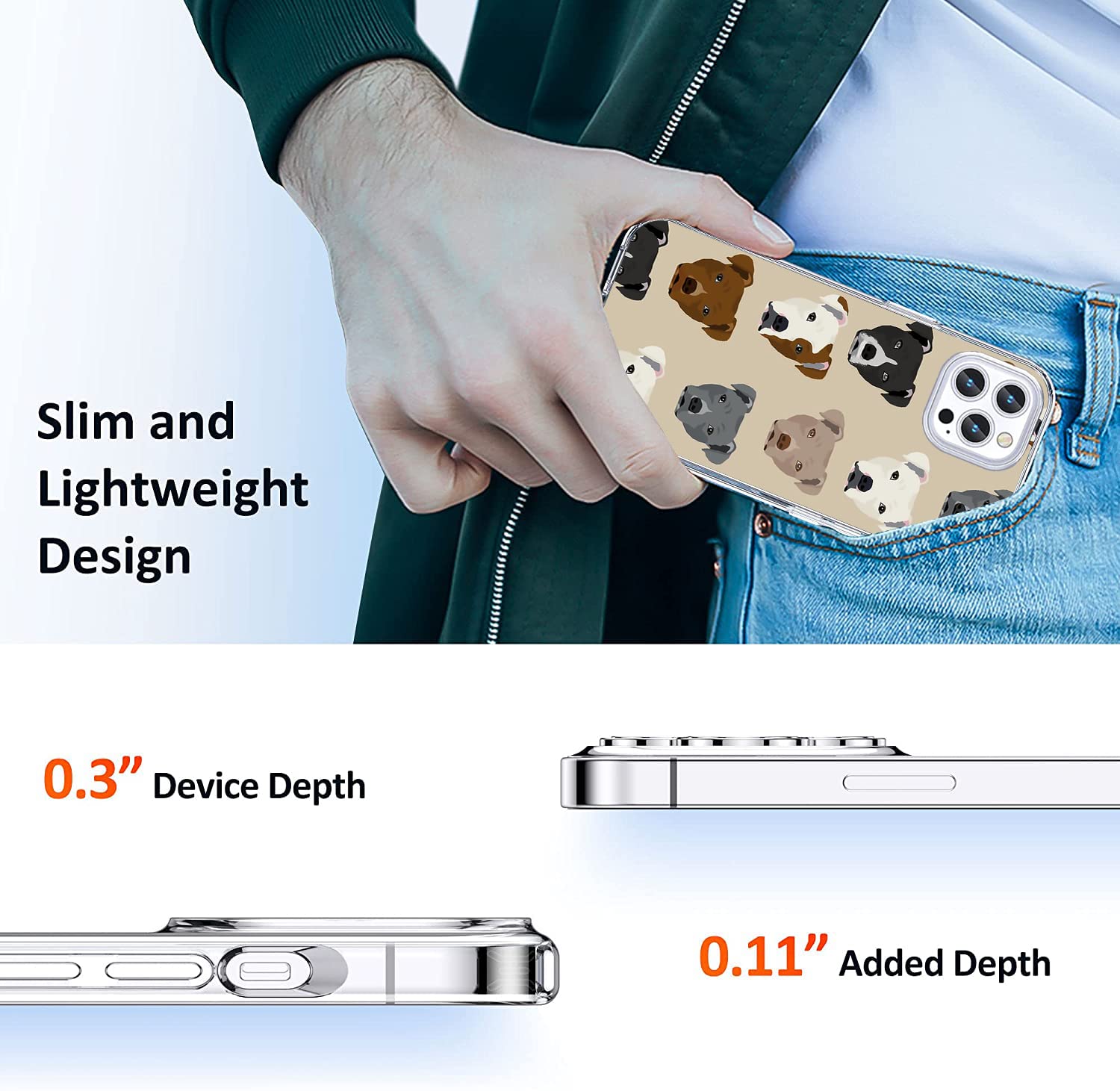 Cute Pitbull Dog Funny Logo Clear TPU Case for iPhone 12/12 Pro - Shockproof Slim Soft Protective Cover for Women & Men - Perfect Gift for Pet Lovers & Dog Owners