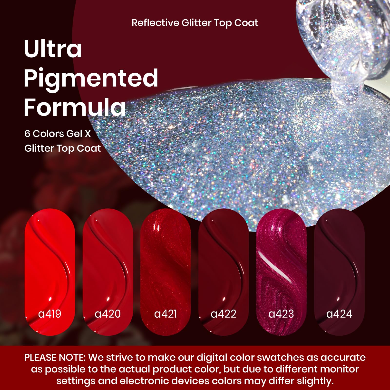Beetles 6 Colors Red Gel Nail Polish Set with Top Coat - Shimmering Red Burgundy UV LED Soak Off Gel Polish Kit for Nail Art Design | DIY Home Manicure, Perfect Gift for Women | Great for Parties, Weddings & Special Occasions