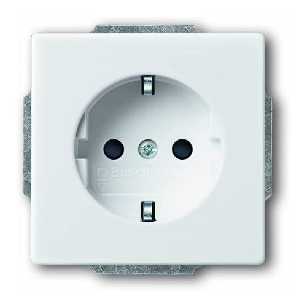 Busch-Jaeger 20EUC-84 SCHUKO Socket Insert in Davos/Studio White - Single Outlet by Busch-Jaeger | Perfect for European Style Power Outlets in Homes, Offices & Studios