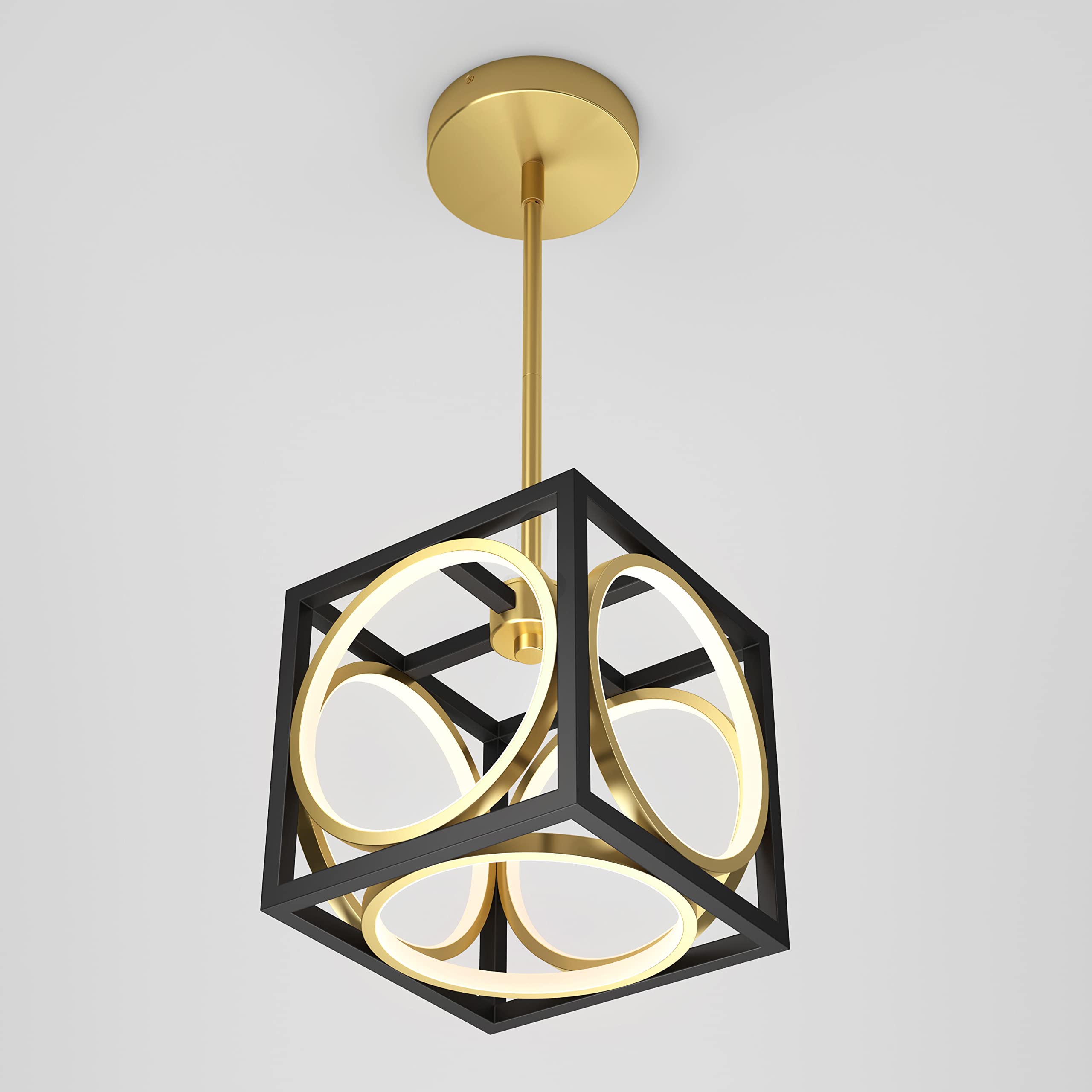 Artika Astoria 13W Modern Geometric Square Pendant Light - Black & Gold Kitchen Island Lighting Fixture, 800 Lumens 3000K Warm White LED, No Bulb Required - Perfect for Dining Room, Kitchen Island, Bar Counter and Restaurant Lighting