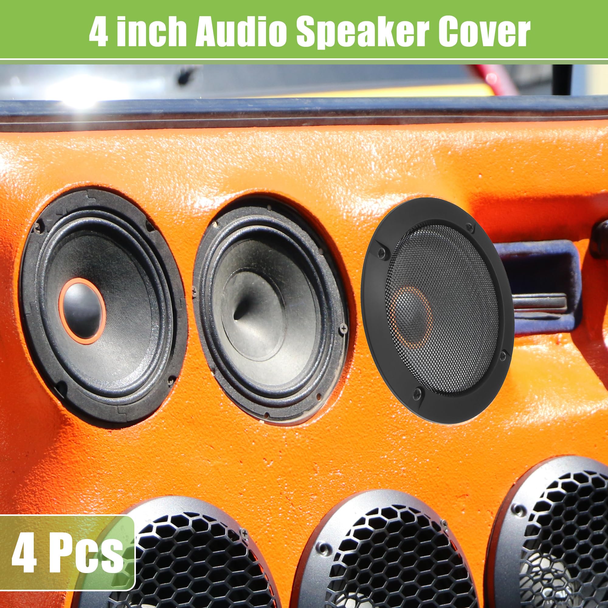 ACROPIX 4 Inch Universal Car Speaker Grills Cover - Round 4