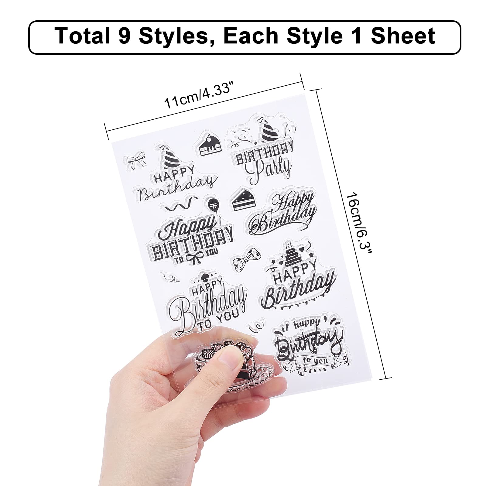 Happy Birthday Pattern Silicone Clear Stamps Set - 160 x 110mm Acrylic Decorative Rubber Stamps for DIY Scrapbooking, Photo Cards, Invitations & Greeting Cards - Perfect for Crafting, Memory Albums & Party Decorations