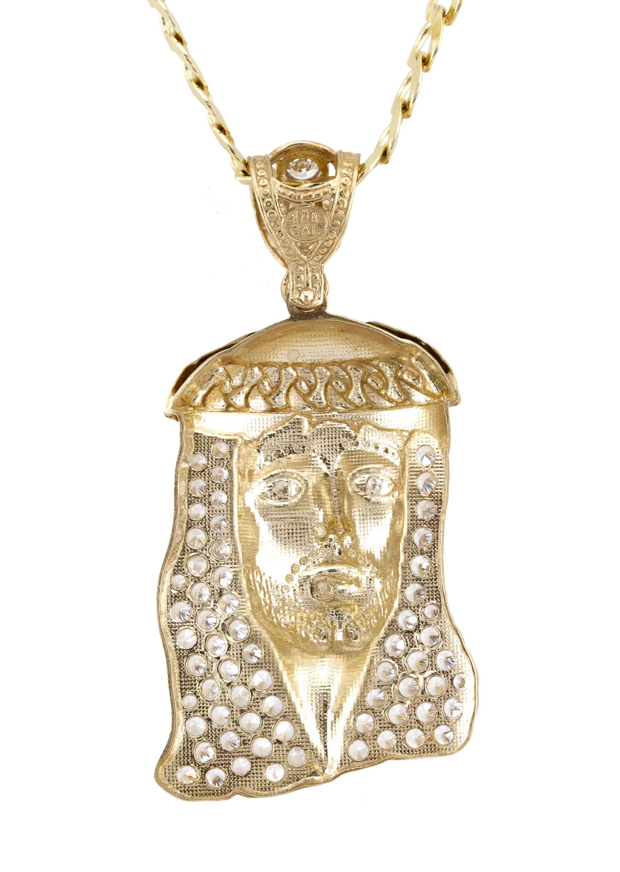 10K Yellow Gold Jesus Head Necklace for Men & Women - Small 9g & Large 30g - Religious Jewelry Gift for Baptism, Confirmation & Daily Wear