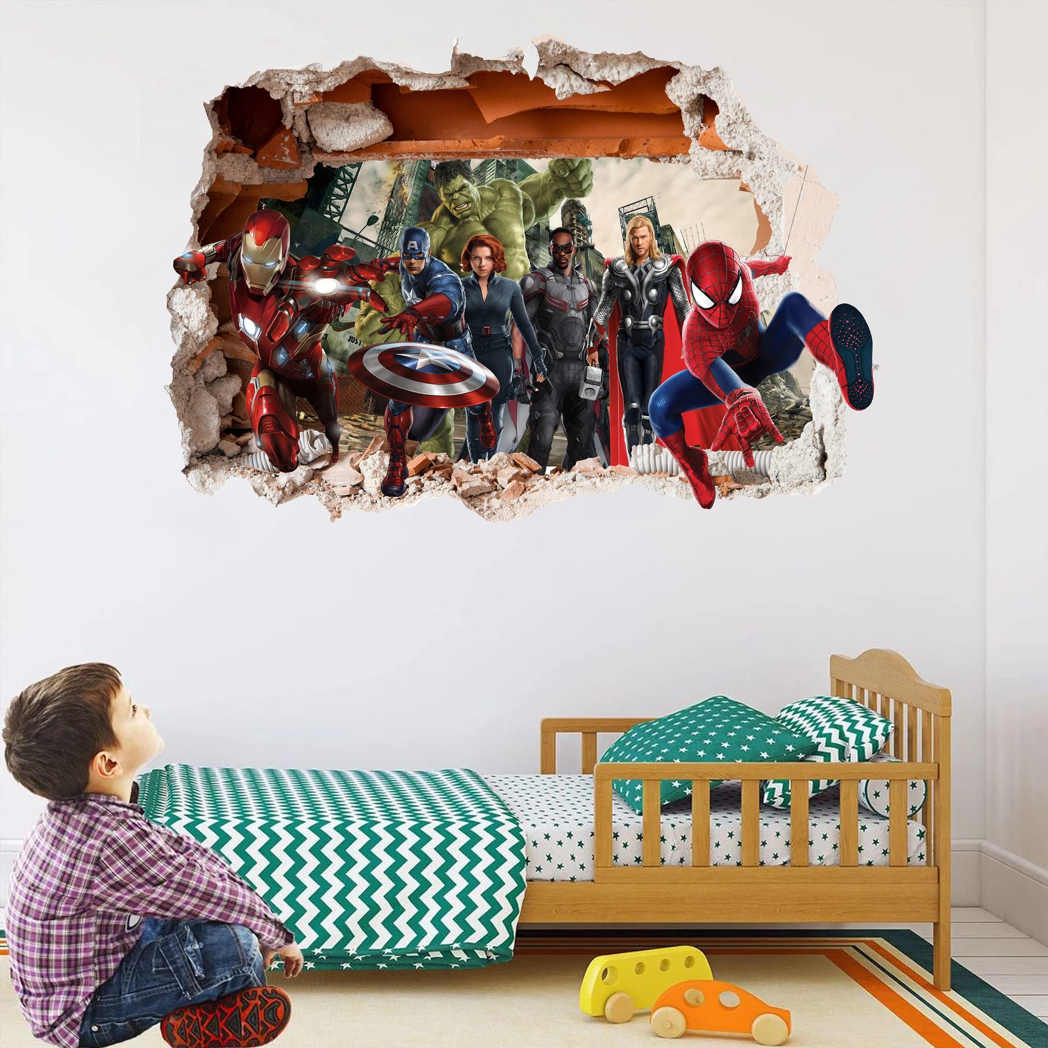 Superhero Wall Decal Stickers - Removable Vinyl Wall Art for Kids Room Decor (32