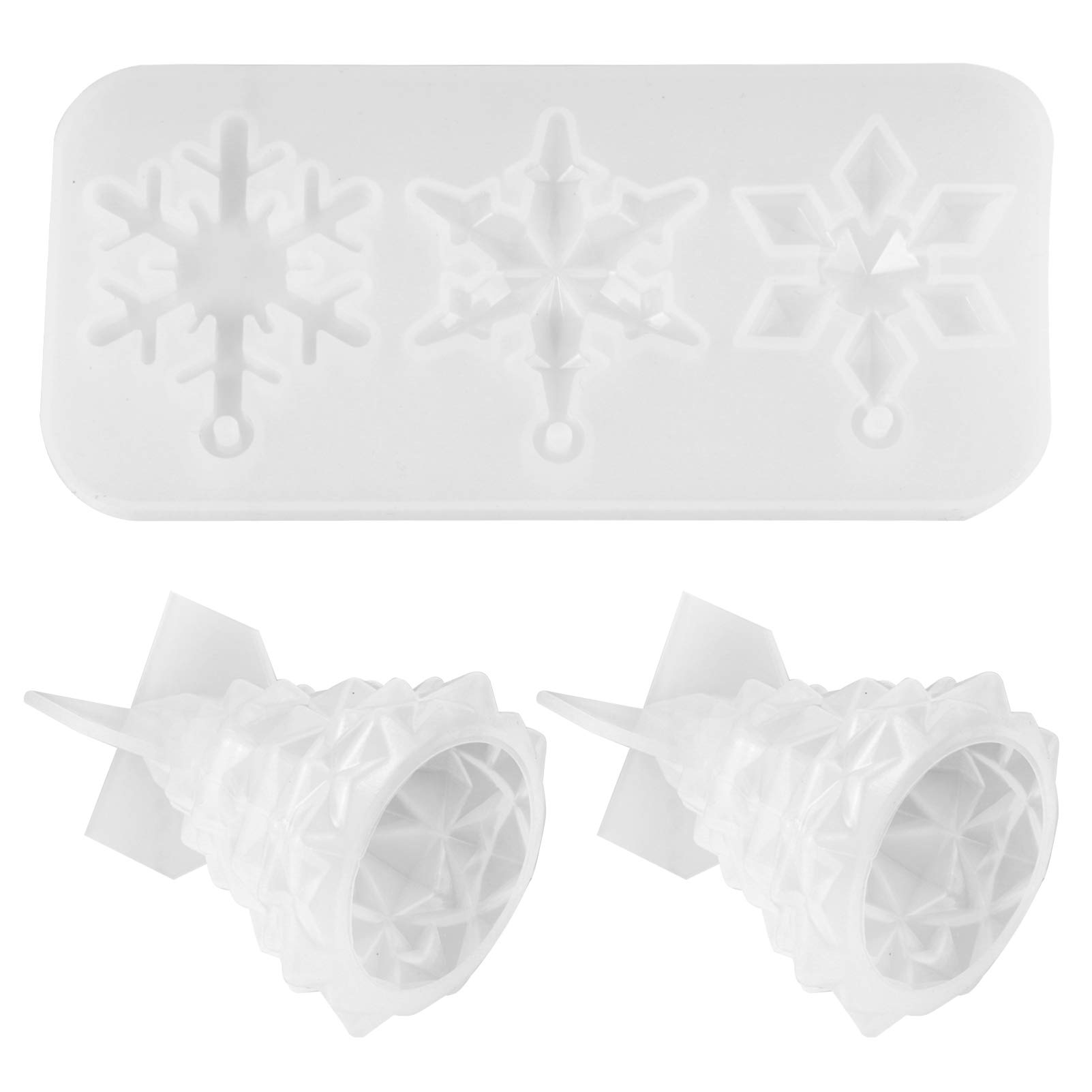 EXCEART 3Pcs Christmas Tree & Snowflake Silicone Molds for DIY Epoxy Jewelry Making - Crystal Pendant Molds for Resin Crafts, Christmas Decorations & Home DIY Projects - Perfect for Holiday Gifts, Handmade Jewelry & Festive Decor