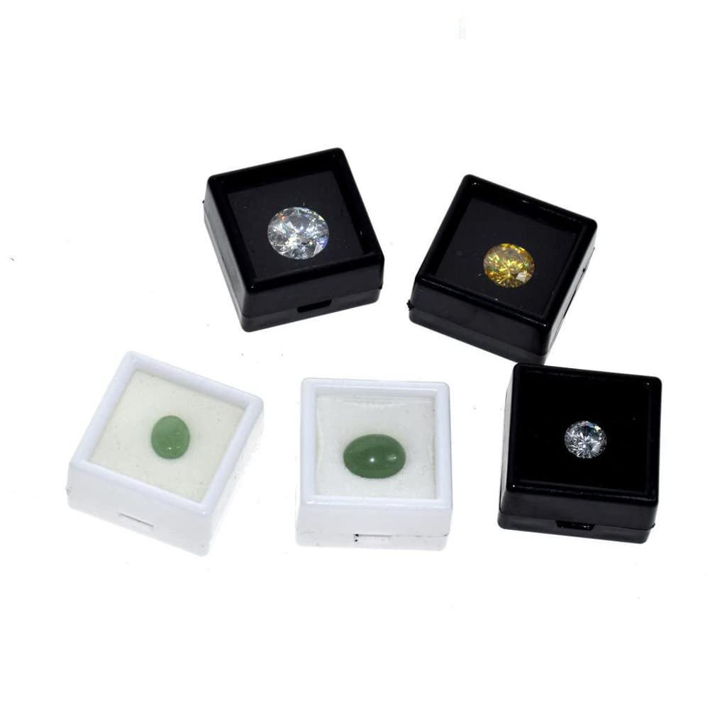 10 Pcs Small Plastic Gemstone Display Box with Clear Lid - Jewelry Storage Organizer for Loose Diamonds & Gemstones - Perfect for Jewelry Making, Crafting & Gift Packaging (Black)