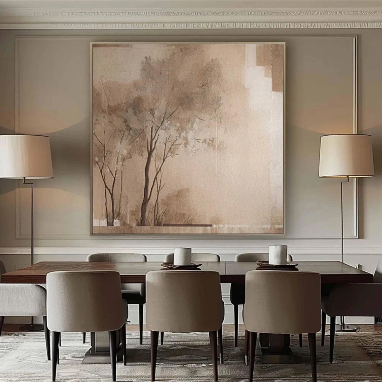Flower and Tree Painting #FT157 - Handmade Canvas Art for Home Decor, Living Room, Bedroom & Office Wall Art