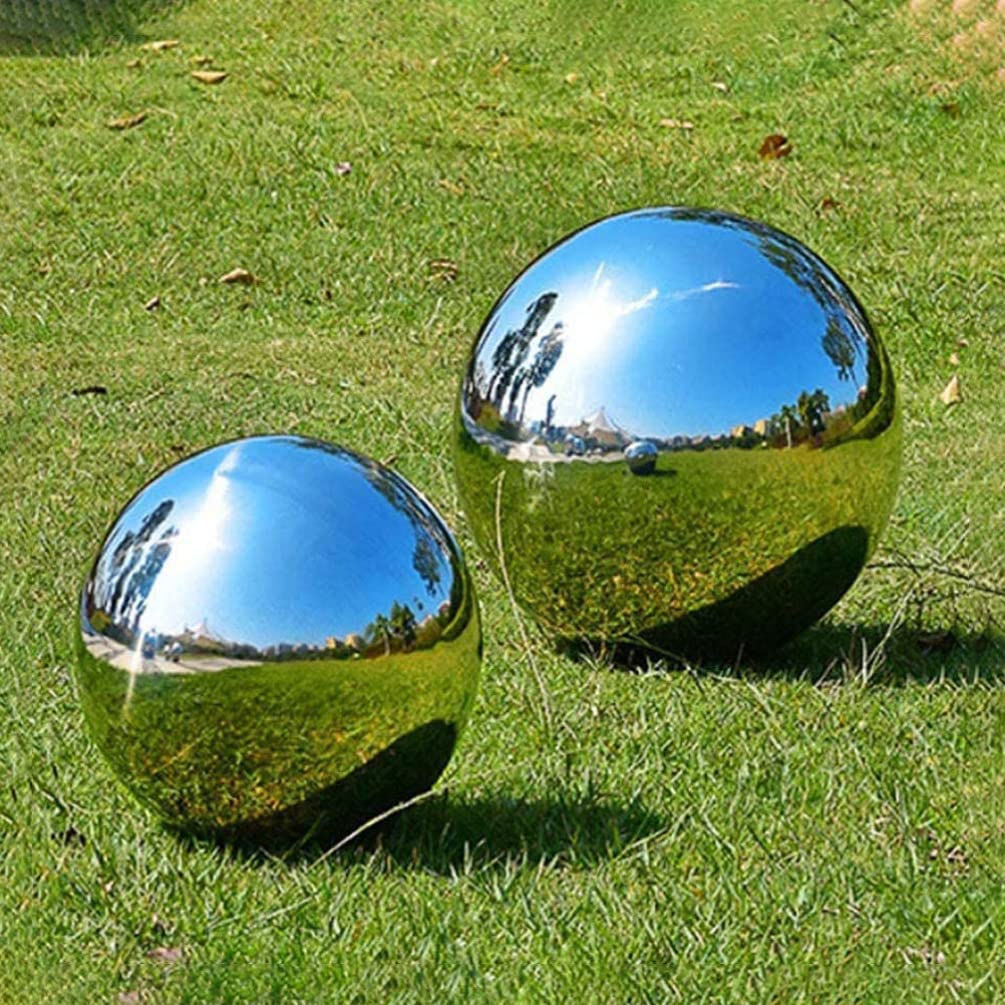5-Piece Stainless Steel Garden Reflector Hollow Balls - Mirror Polished Outdoor Decor for Lawn, Patio, and Backyard | Gazing Globe Ornaments for Sunlight Reflection & Landscape Design