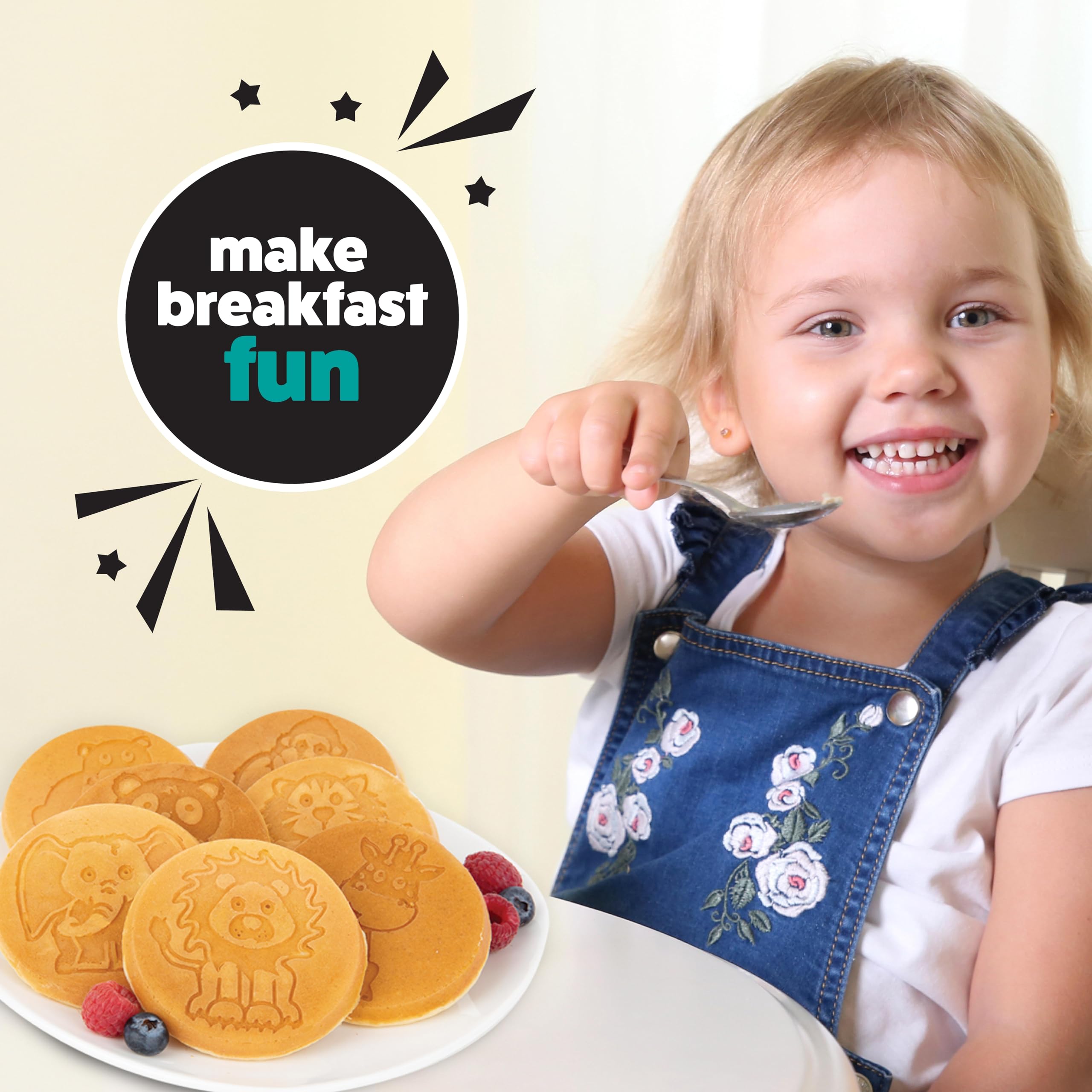 Nonstick Animal Mini Pancake Pan - Make 7 Zoo Animal Pancakes (Elephant, Giraffe & More) | Fun Breakfast Griddle for Kids, Easy to Clean | Perfect for Family Breakfast, Birthday Parties & Holiday Gifts